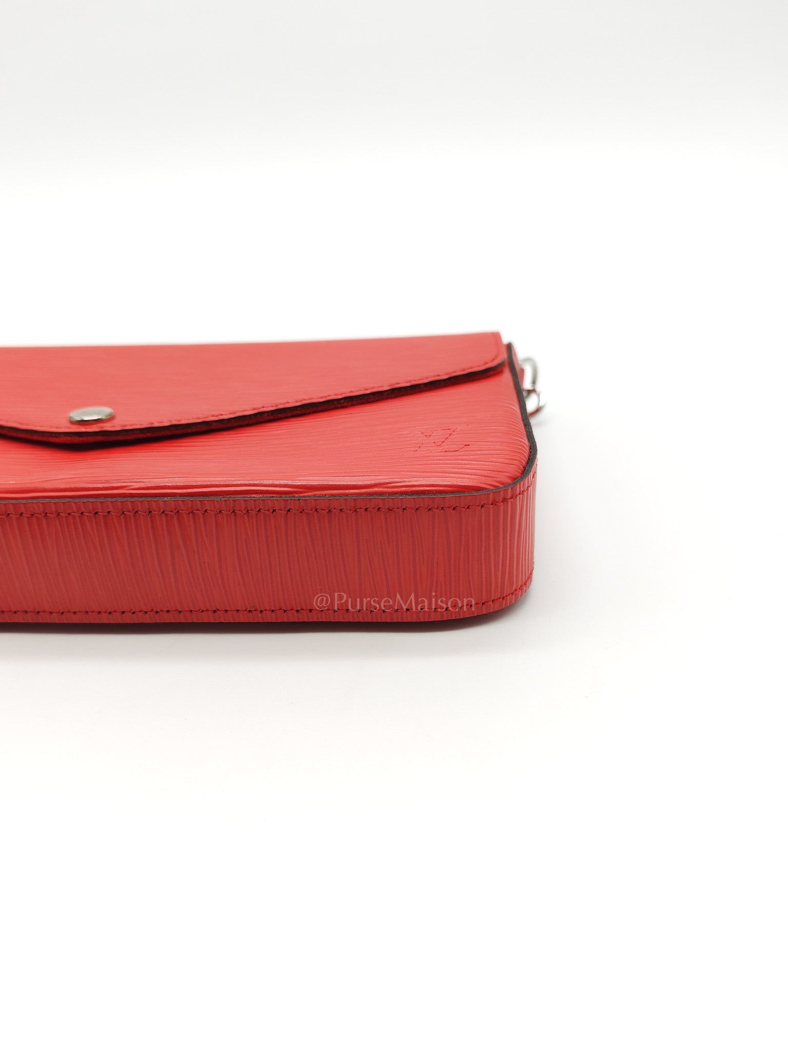 Louis Vuitton Felicie GM in Red Epi Leather Silver Hardware (Date code: TJ0117) | Purse Maison Luxury Bags Shop