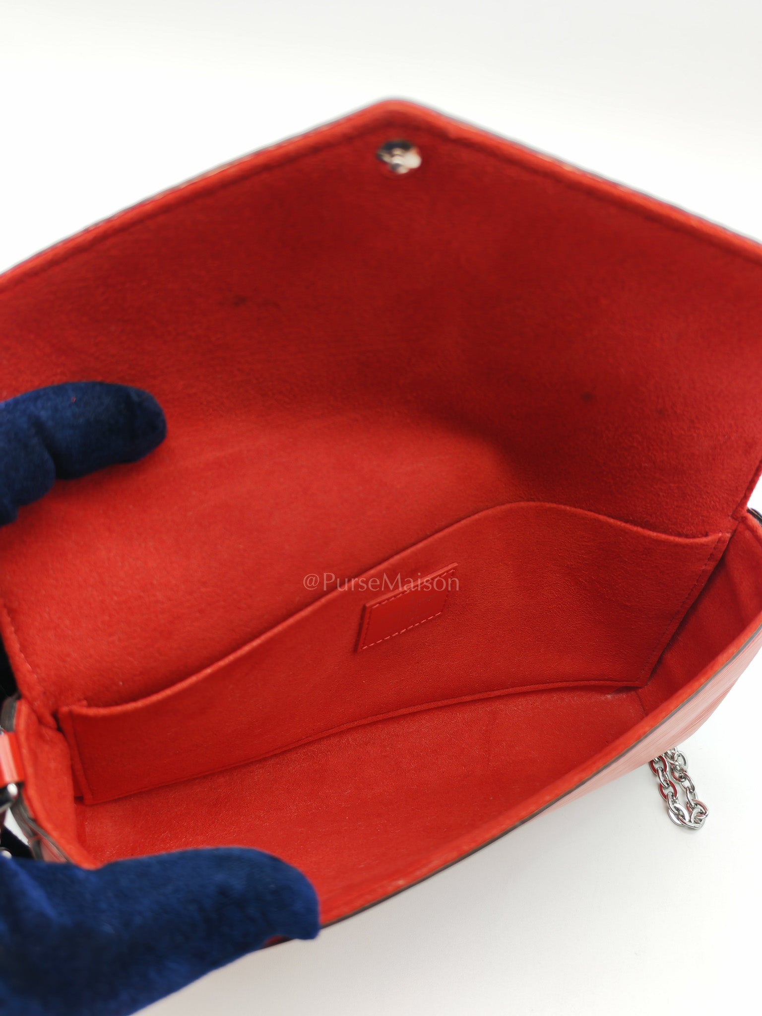 Louis Vuitton Felicie GM in Red Epi Leather Silver Hardware (Date code: TJ0117) | Purse Maison Luxury Bags Shop