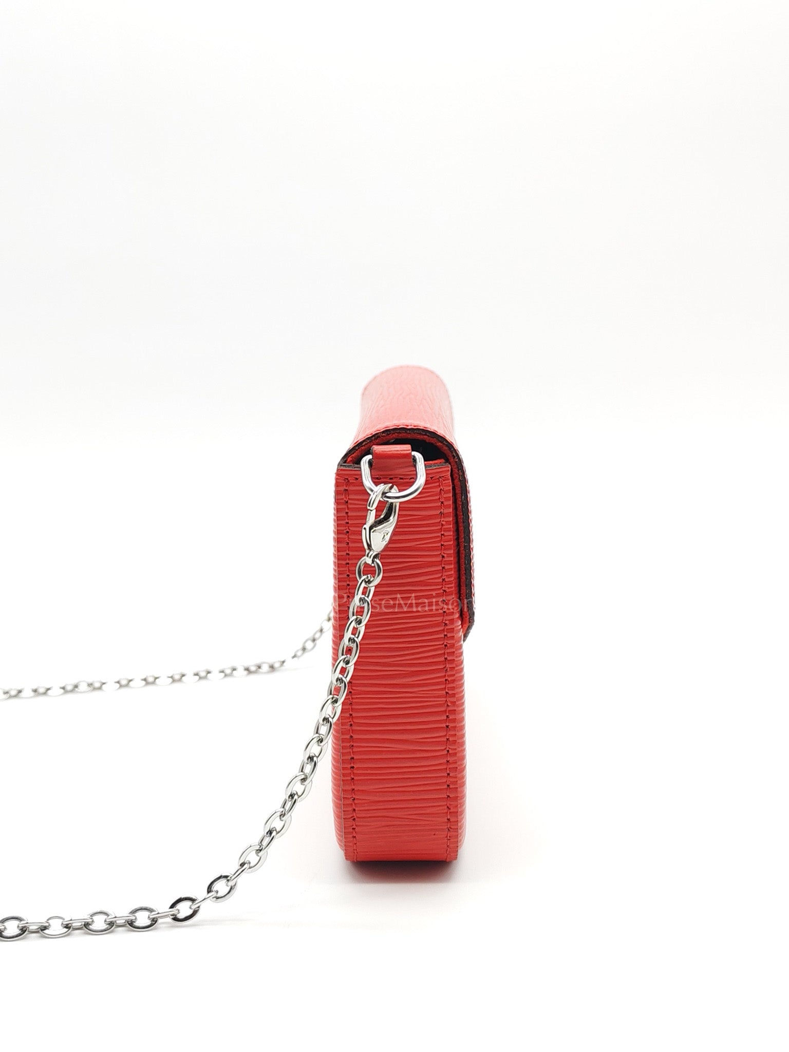 Louis Vuitton Felicie GM in Red Epi Leather Silver Hardware (Date code: TJ0117) | Purse Maison Luxury Bags Shop