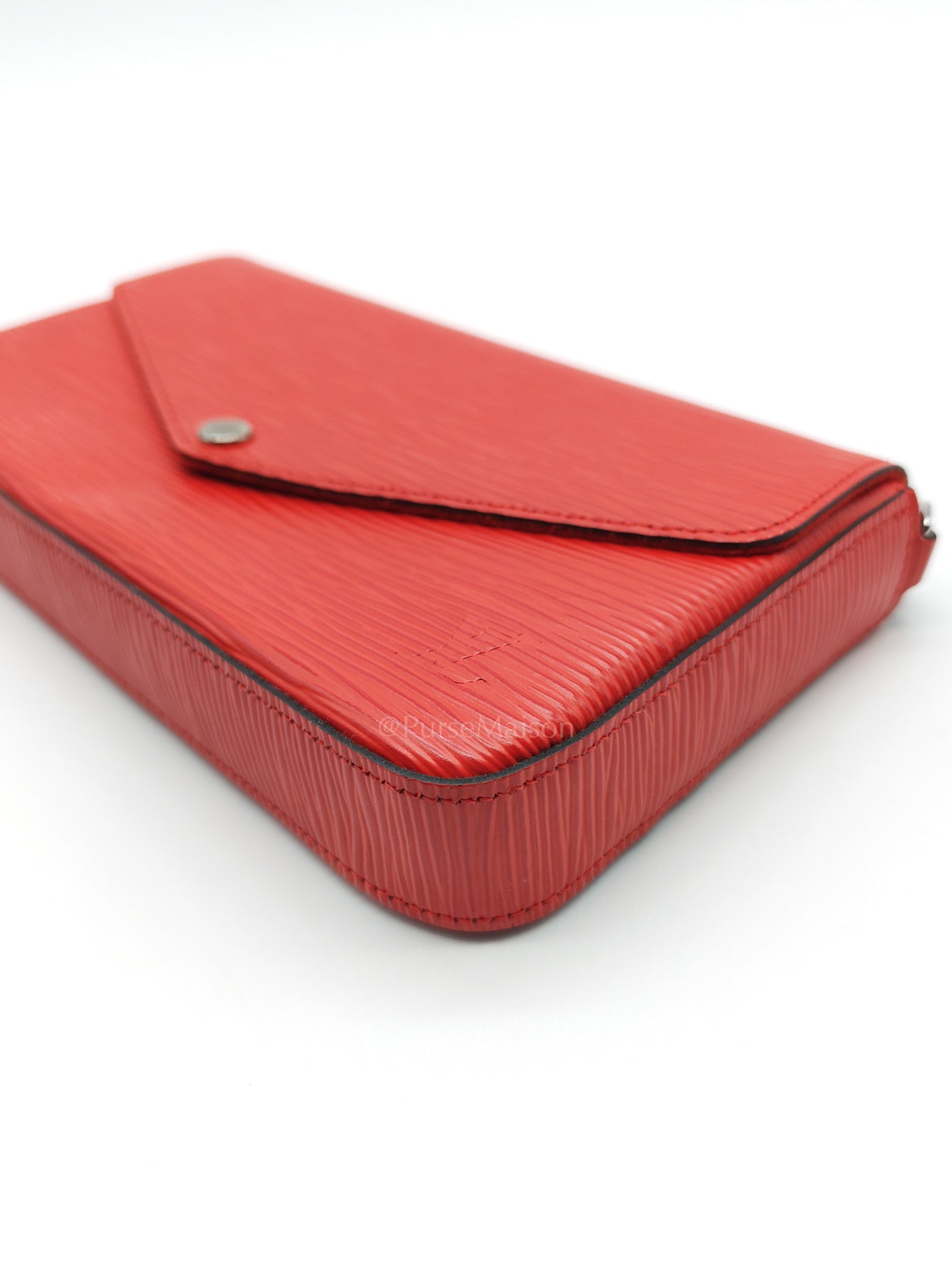 Louis Vuitton Felicie GM in Red Epi Leather Silver Hardware (Date code: TJ0117) | Purse Maison Luxury Bags Shop