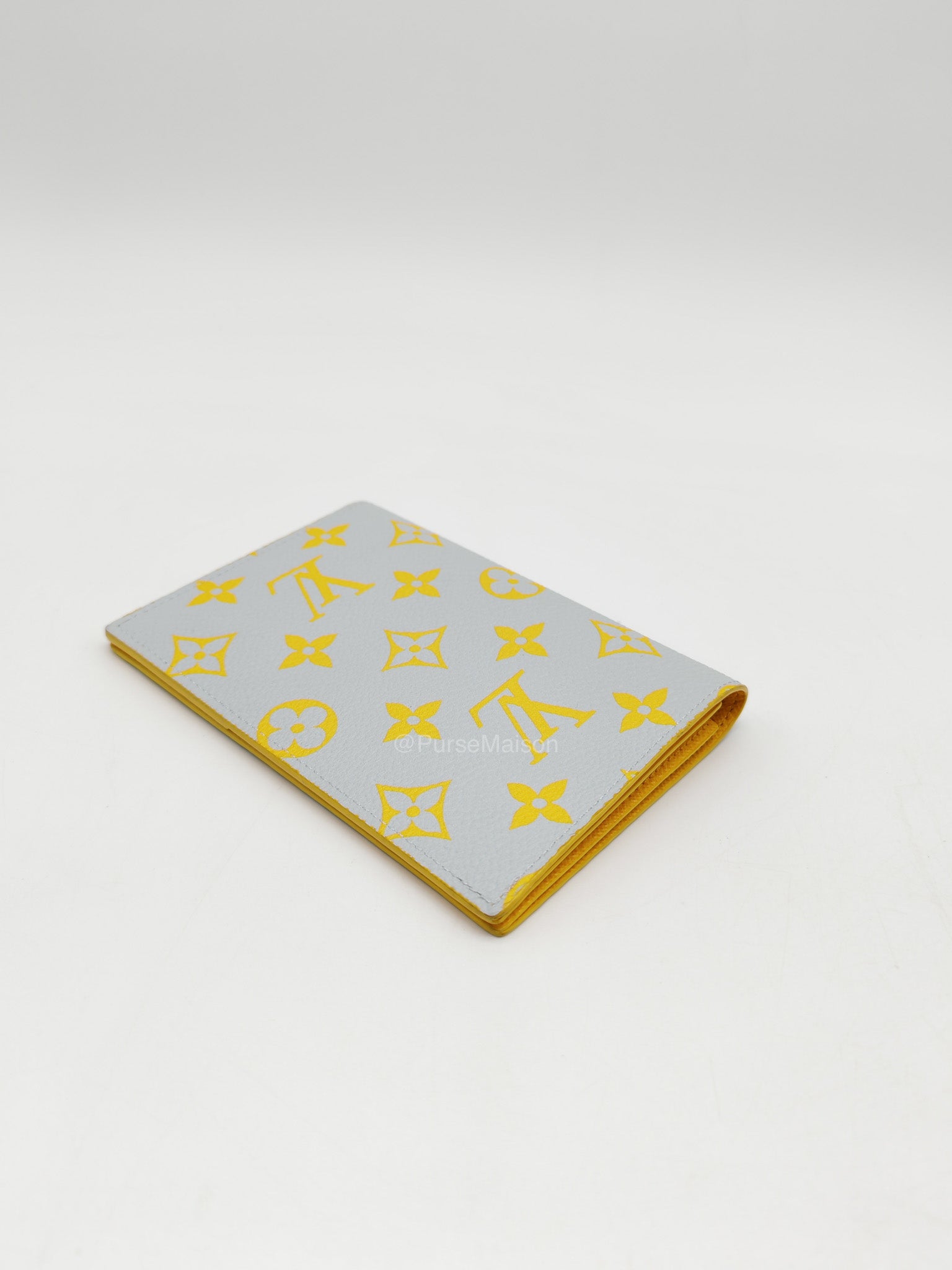 Louis Vuitton Glow Passport Cover in Gray/Yellow Monogram Canvas | Purse Maison Luxury Bags Shop