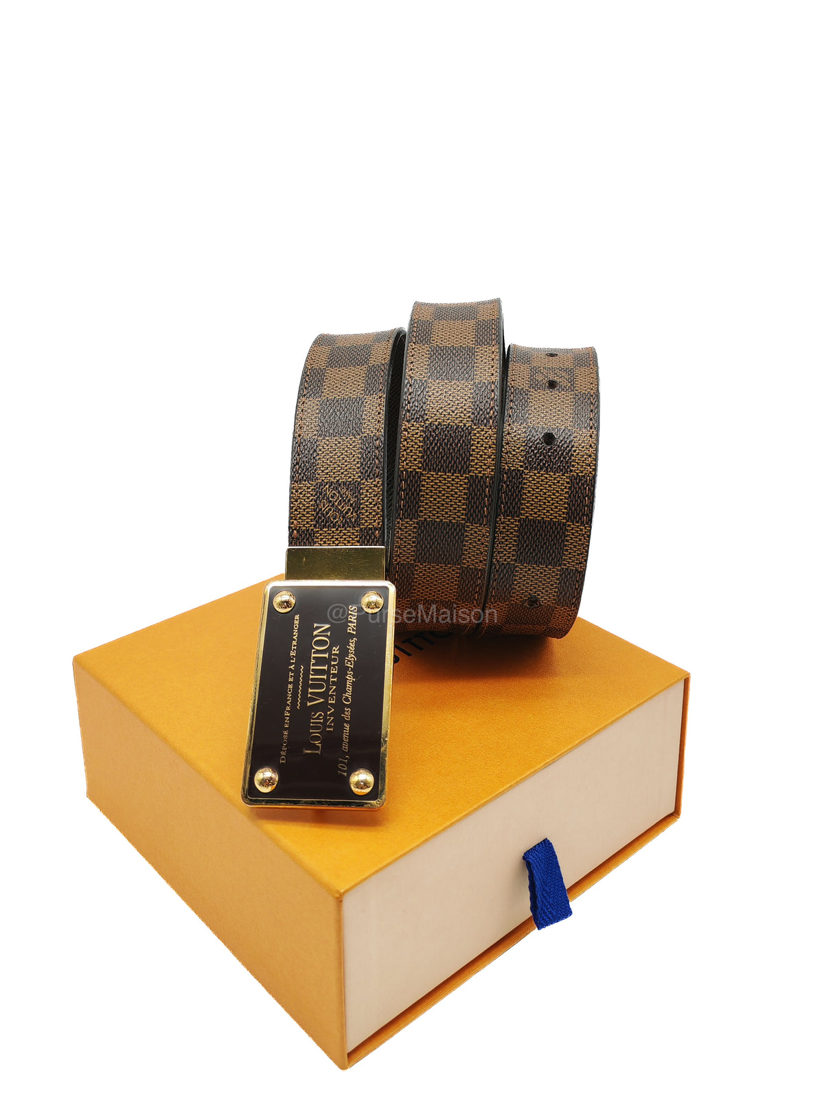 Louis Vuitton Inverteur Reversible Belt in Damier Ebene Size 95cm x 38 cm | Purse Maison Luxury Bags Shop