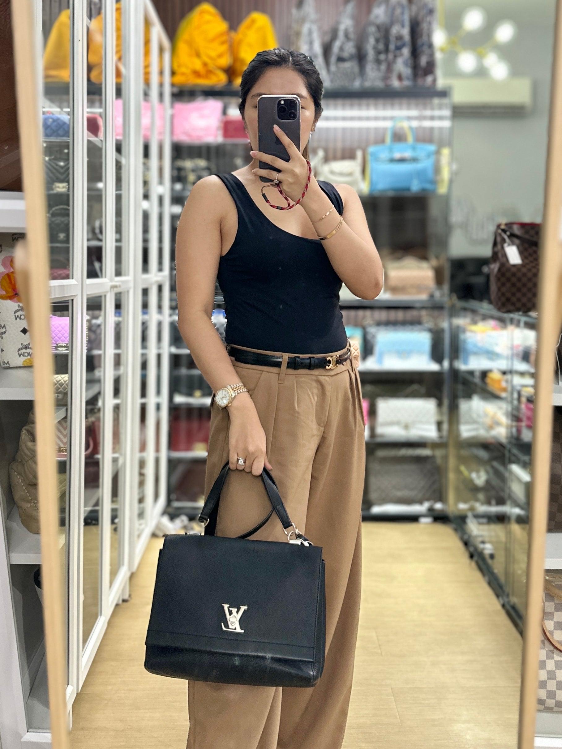 Louis Vuitton Lockme II Bag in Black Calfskin Leather (Date code: FL0127) | Purse Maison Luxury Bags Shop