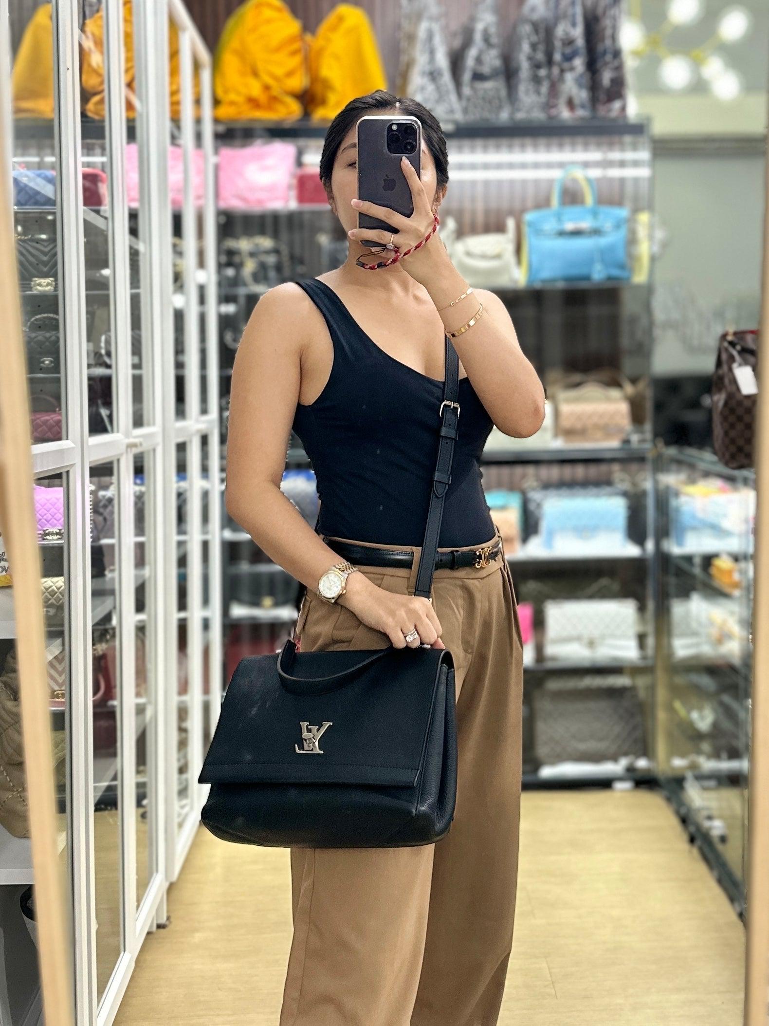 Louis Vuitton Lockme II Bag in Black Calfskin Leather (Date code: FL0127) | Purse Maison Luxury Bags Shop