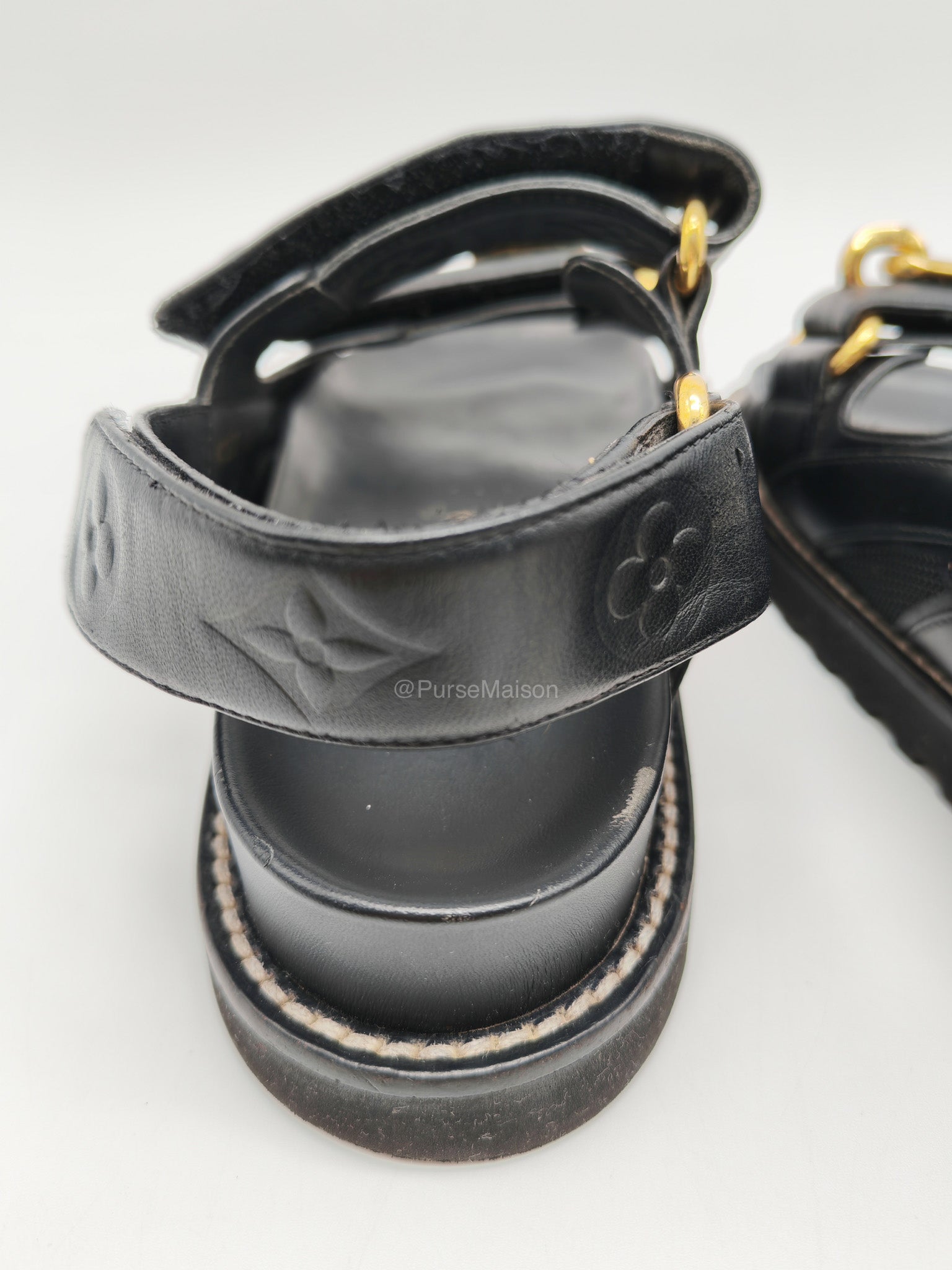 LV Logo Chain Monogram Flat Comfort Sandals Size 36EU (23cm) | Purse Maison Luxury Bags Shop
