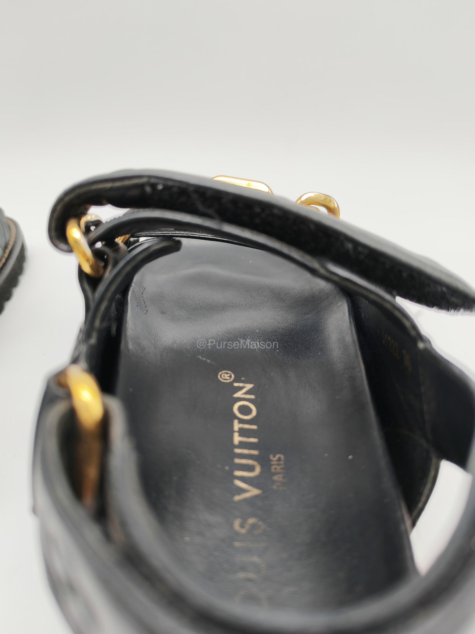 LV Logo Chain Monogram Flat Comfort Sandals Size 36EU (23cm) | Purse Maison Luxury Bags Shop