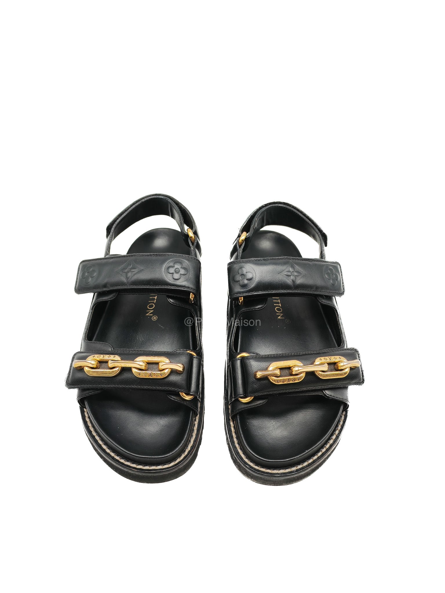 LV Logo Chain Monogram Flat Comfort Sandals Size 36EU (23cm) | Purse Maison Luxury Bags Shop