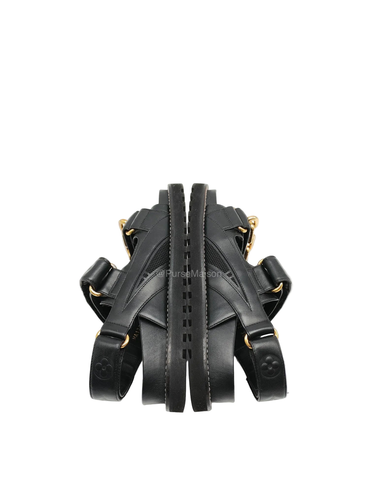 LV Logo Chain Monogram Flat Comfort Sandals Size 36EU (23cm) | Purse Maison Luxury Bags Shop