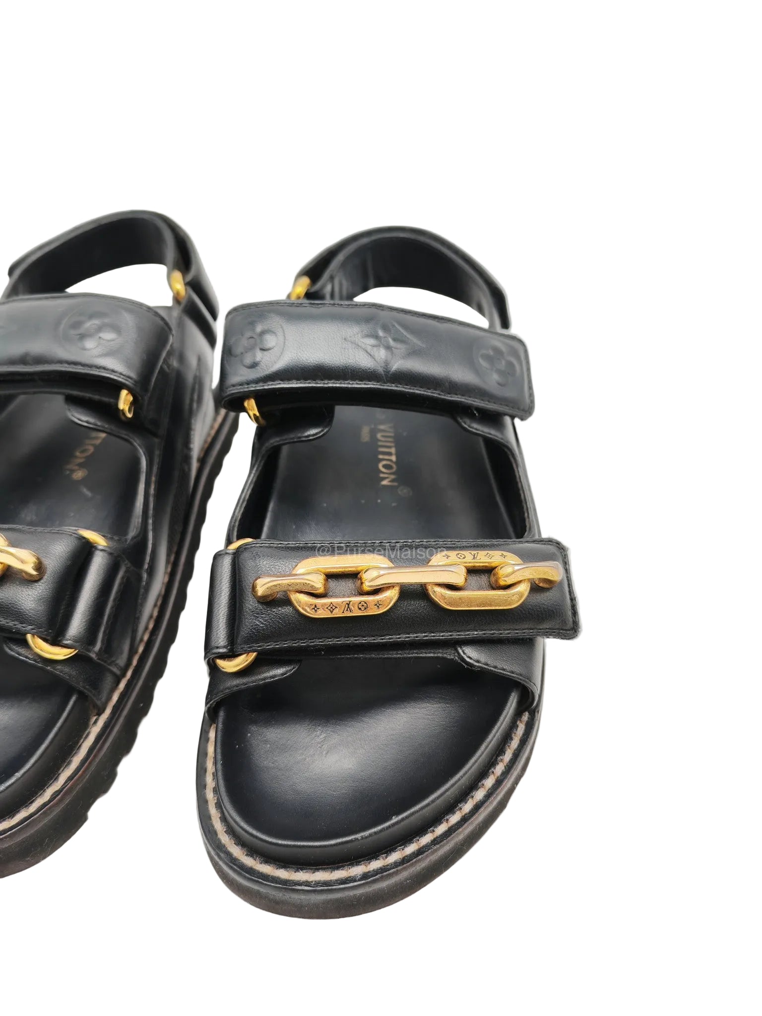 LV Logo Chain Monogram Flat Comfort Sandals Size 36EU (23cm) | Purse Maison Luxury Bags Shop