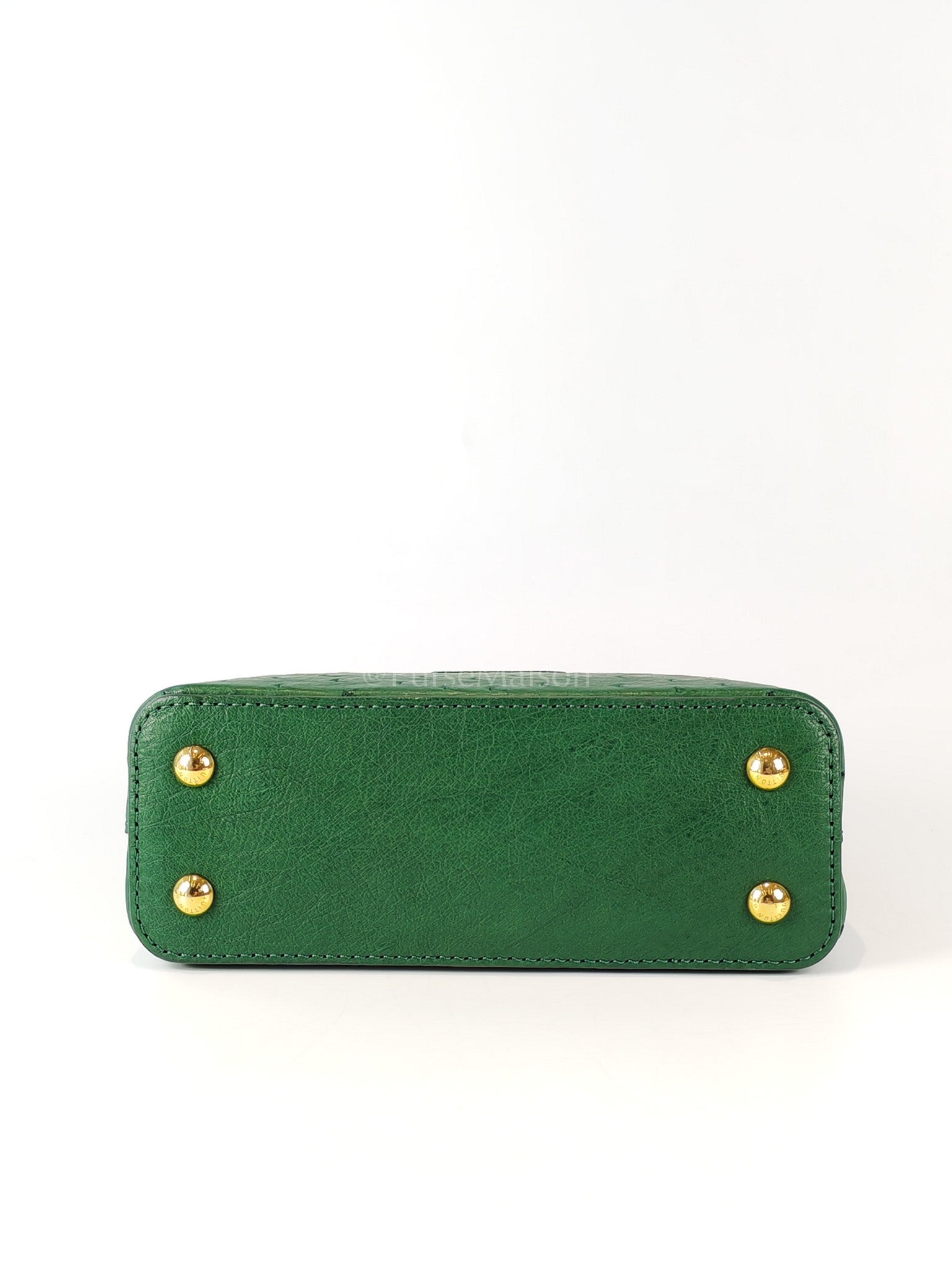 Mini Capuccines in Green Ostrich & Goat Leather Lining (Microchip) | Purse Maison Luxury Bags Shop