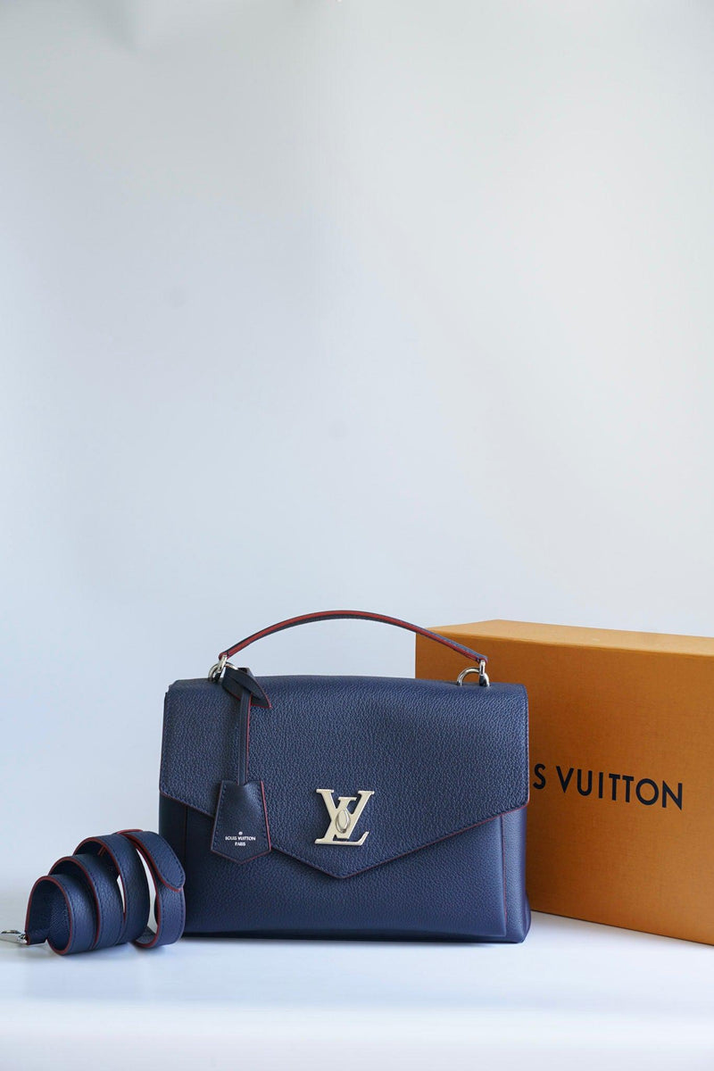 Louis Vuitton Mylockme Satchel in Navy Blue Empreinte Leather