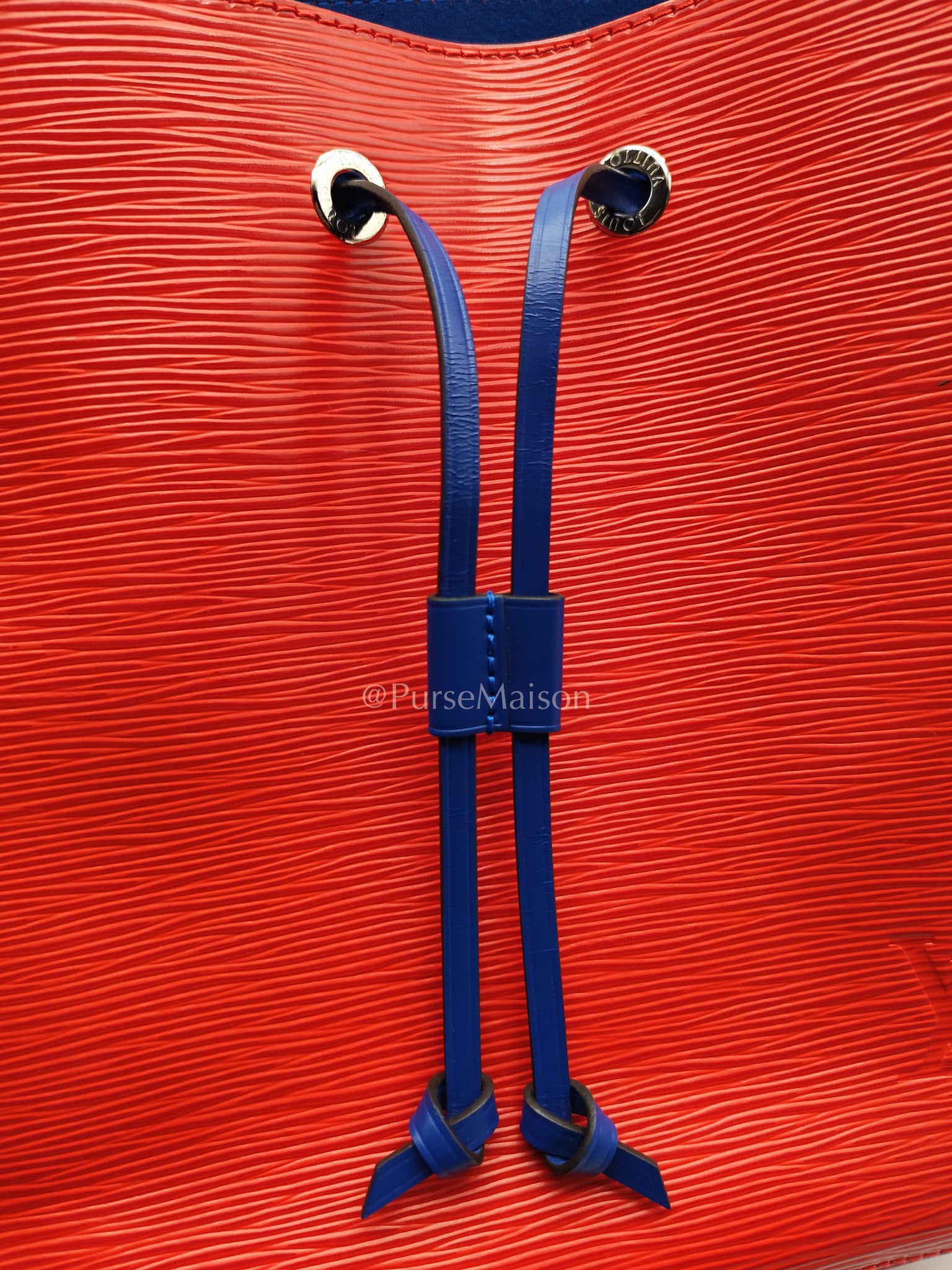 Louis Vuitton Neo Noe MM Coquelicot Red/Blue Epi Leather Bucket Bag (Date Code: SR4138) | Purse Maison Luxury Bags Shop