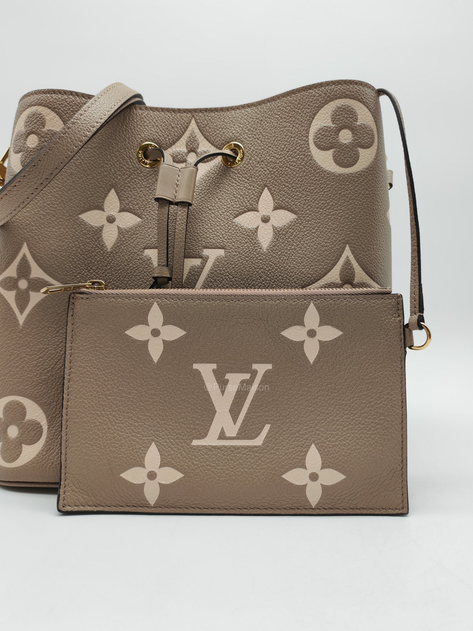 Louis Vuitton Neo Noe MM Tourterelle Empriente Leather Bucket Bag (microchip) | Purse Maison Luxury Bags Shop