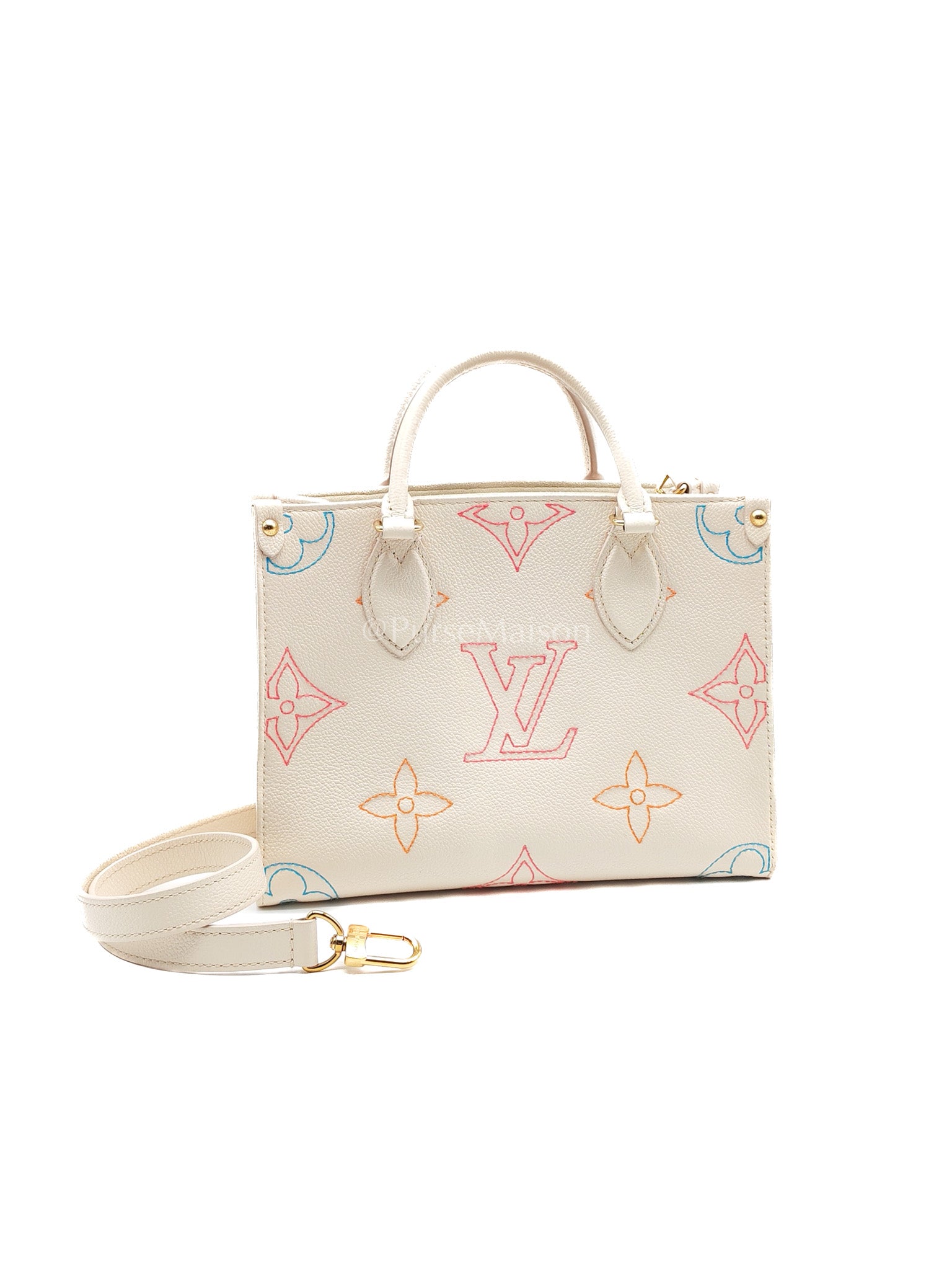 Louis Vuitton On The Go PM in White Monogram Empreinte Leather (Microchip) | Purse Maison Luxury Bags Shop