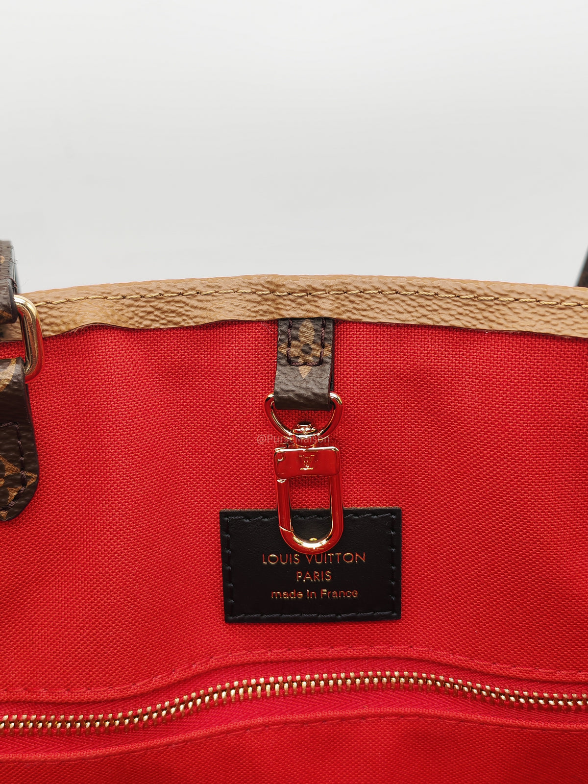 Louis Vuitton OntheGO (OTG) GM in Reverse Monogram Canvas and Gold Hardware (Datecode: TJ4169) | Purse Maison Luxury Bags Shop