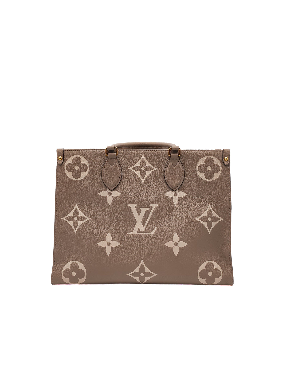 Louis Vuitton OntheGo (OTG) MM in Tourterelle/Creme Monogram Empriente Leather and Gold Hardware Microchip | Purse Maison Luxury Bags Shop
