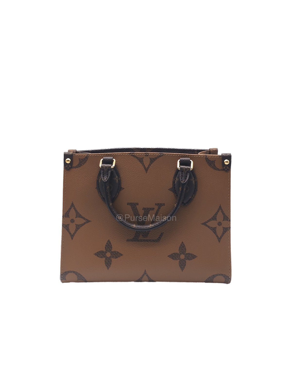 Louis Vuitton OnTheGo (OTG) PM in Reverse Monogram Canvas and Gold Hardware Microchip | Purse Maison Luxury Bags Shop