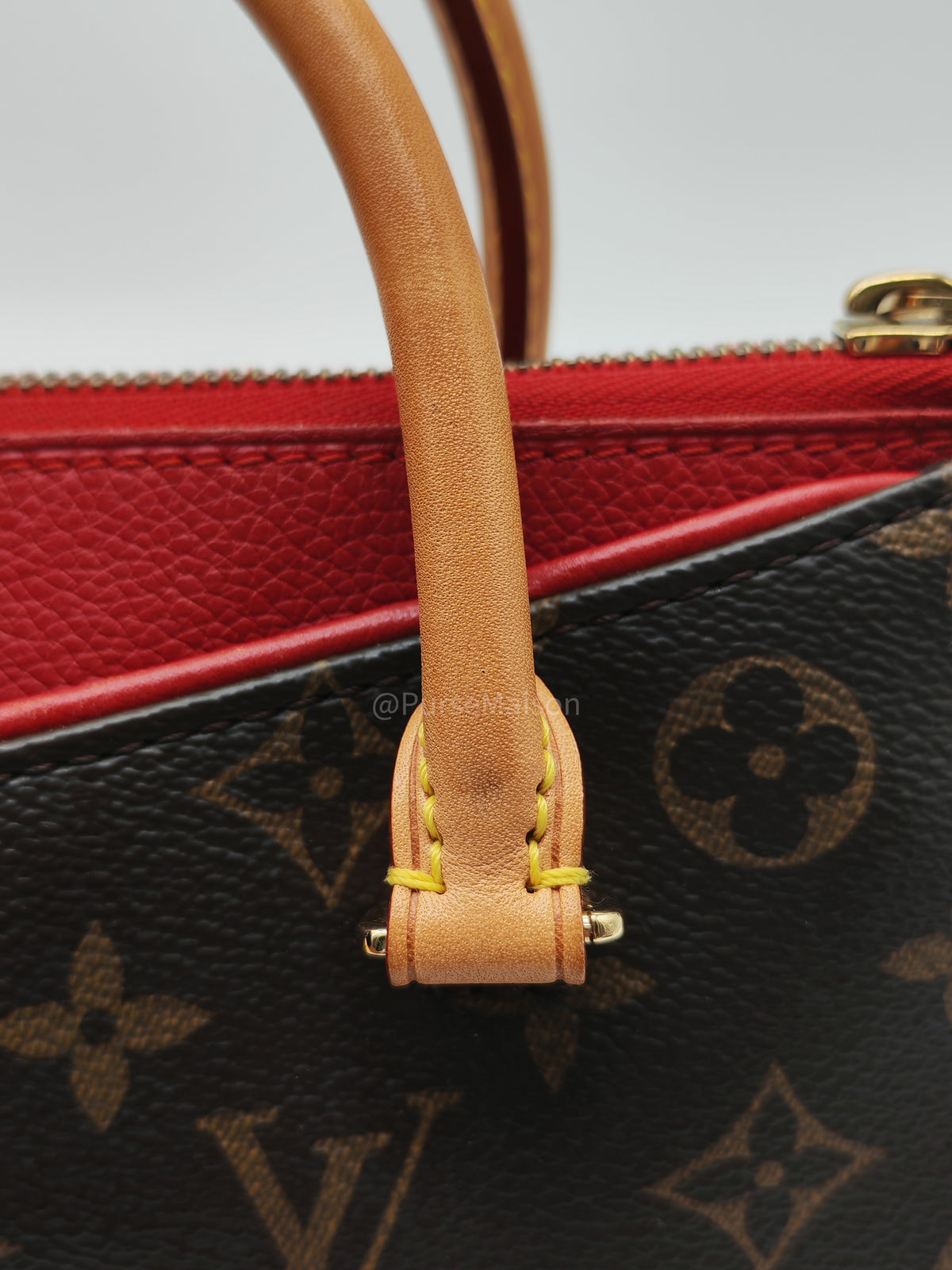 Louis Vuitton Pallas BB Bag in Monogram Canvas with Cherry Cerise Red Leather Trim (Datecode: SP1195) | Purse Maison Luxury Bags Shop