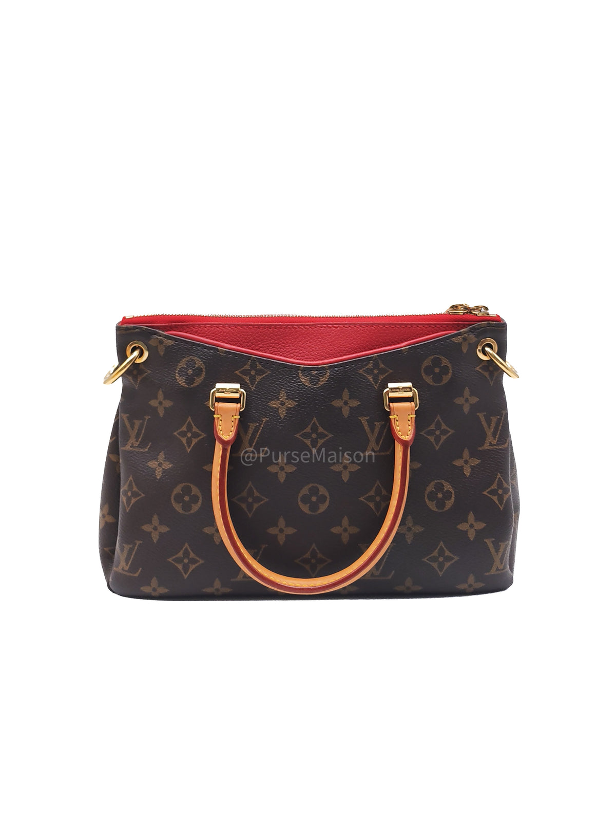 Louis Vuitton Pallas BB Bag in Monogram Canvas with Cherry Cerise Red Leather Trim (Datecode: SP1195) | Purse Maison Luxury Bags Shop