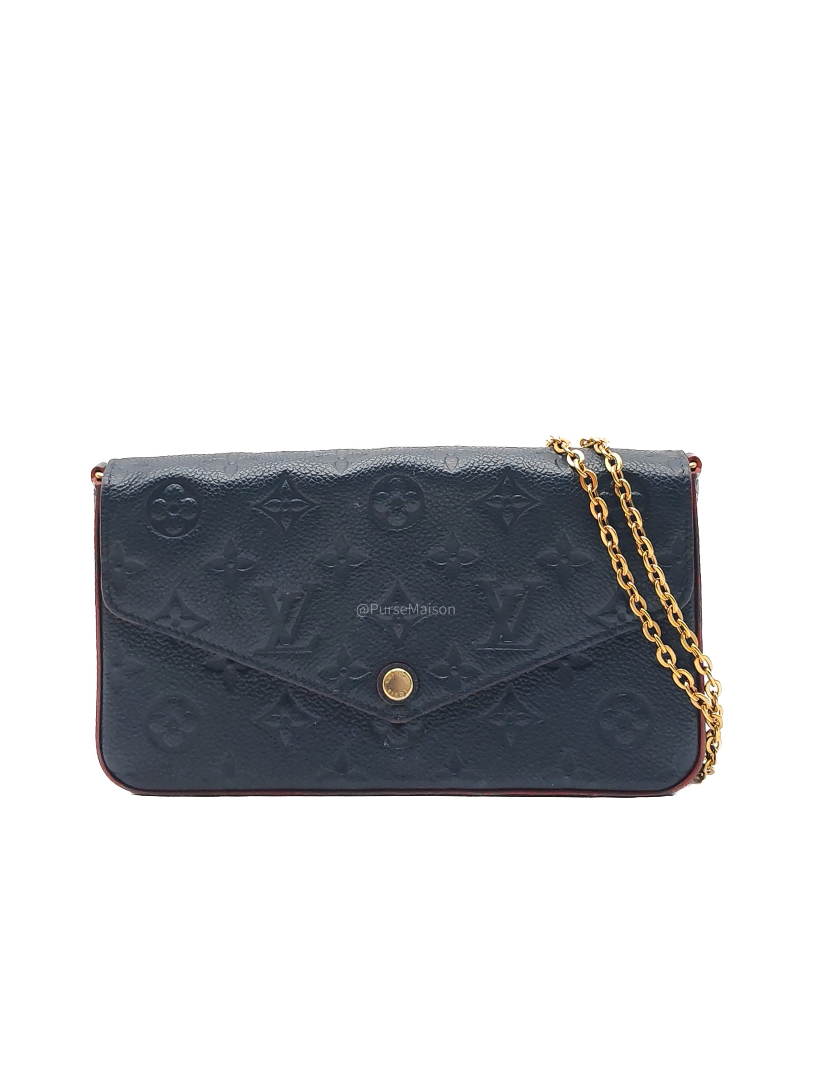 Louis Vuitton Pochette Felicie in Navy Blue Monogram Empreinte Leather and Gold Hardware (Datecode: NZ4119) | Purse Maison Luxury Bags Shop