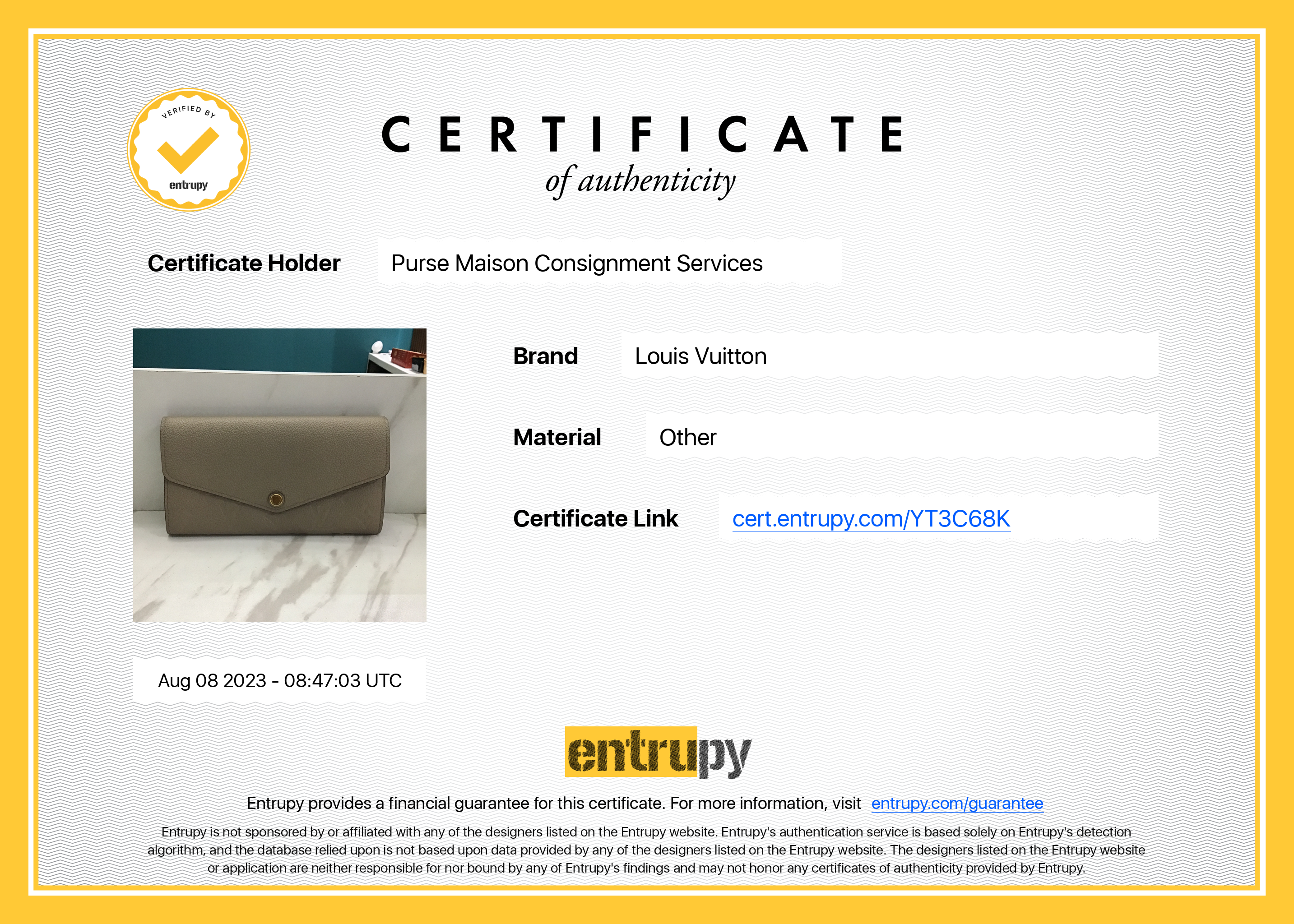 Louis Vuitton Sarah Wallet in Turtledove Monogram Empreinte Canvas (microchip)