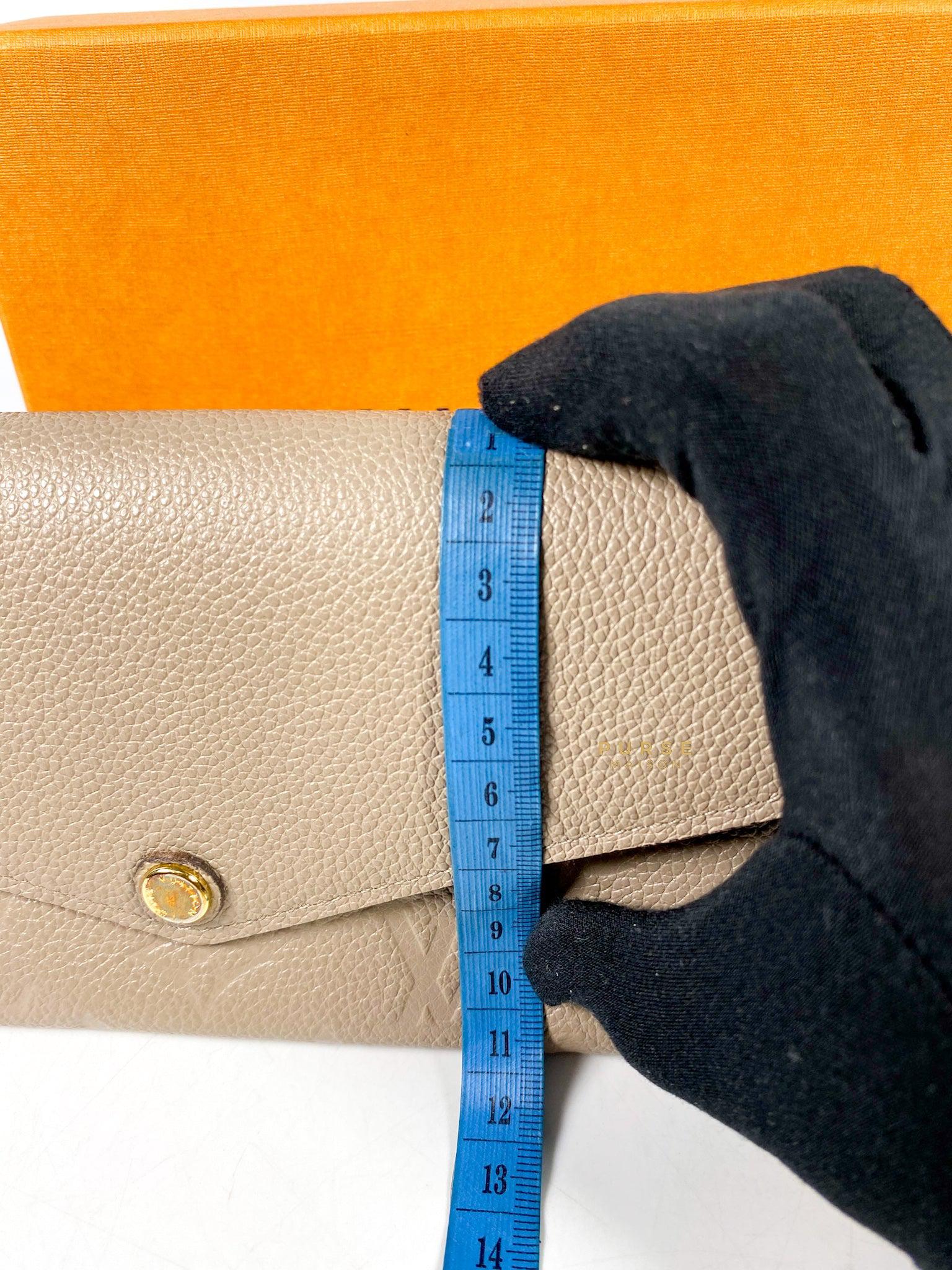 Louis Vuitton Sarah Wallet in Turtledove Monogram Empreinte Canvas (microchip)