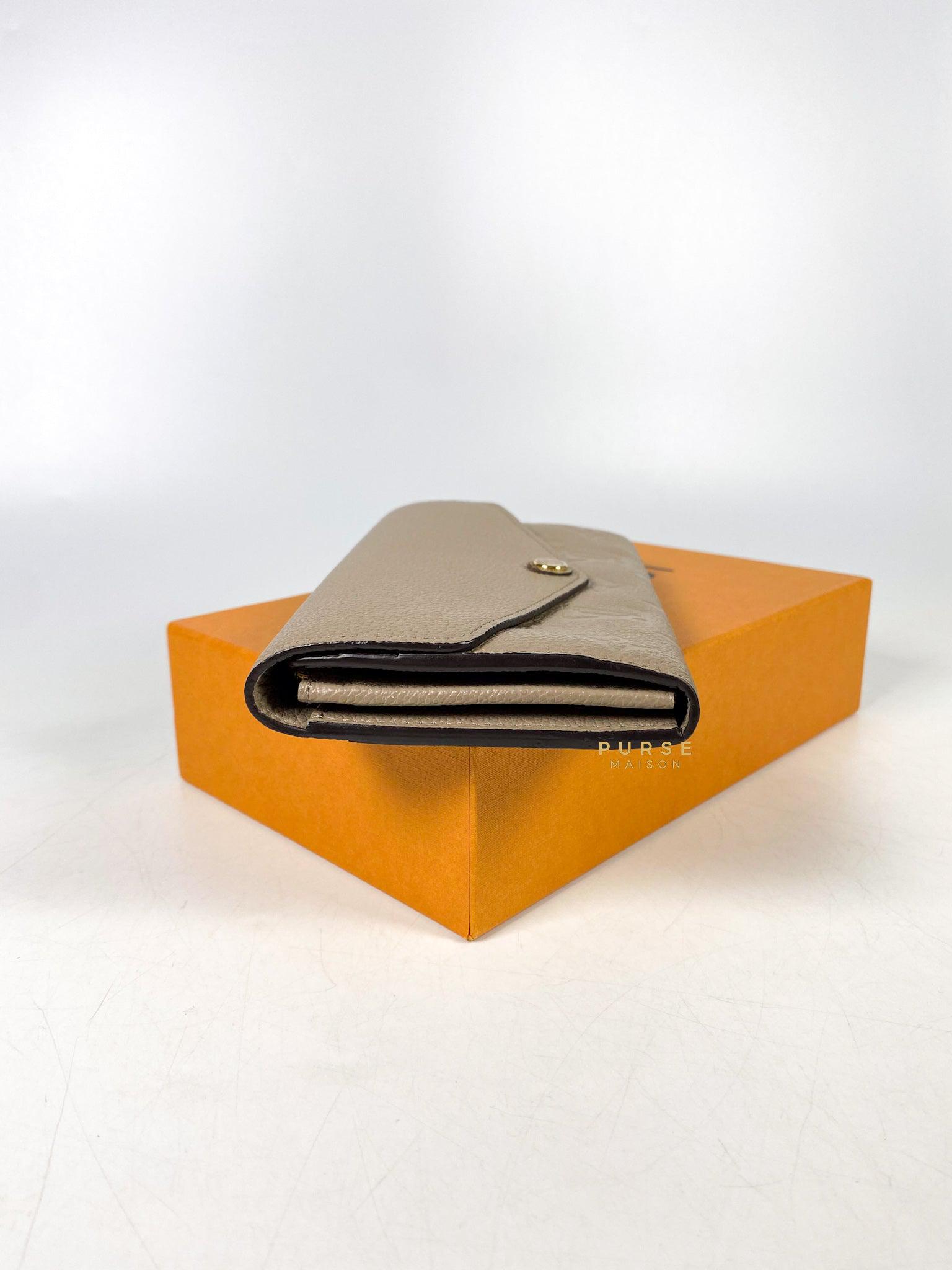 Louis Vuitton Sarah Wallet in Turtledove Monogram Empreinte Canvas (microchip)