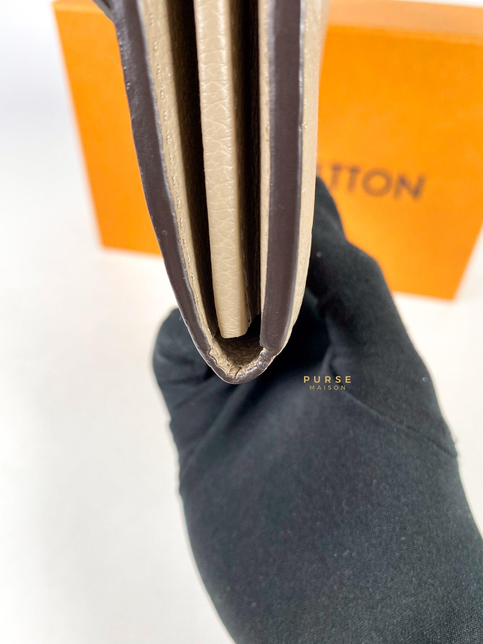 Louis Vuitton Sarah Wallet in Turtledove Monogram Empreinte Canvas (microchip)