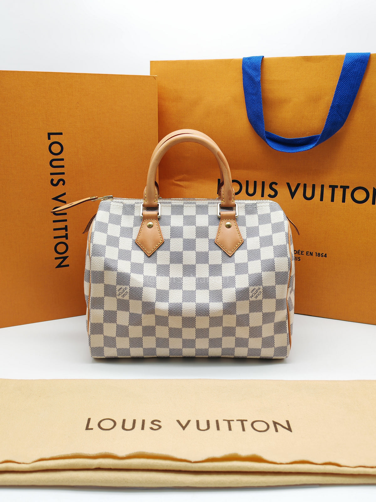 Louis Vuitton Speedy 25 Damier Azur Canvas (Date code: MB1128) | Purse Maison Luxury Bags Shop