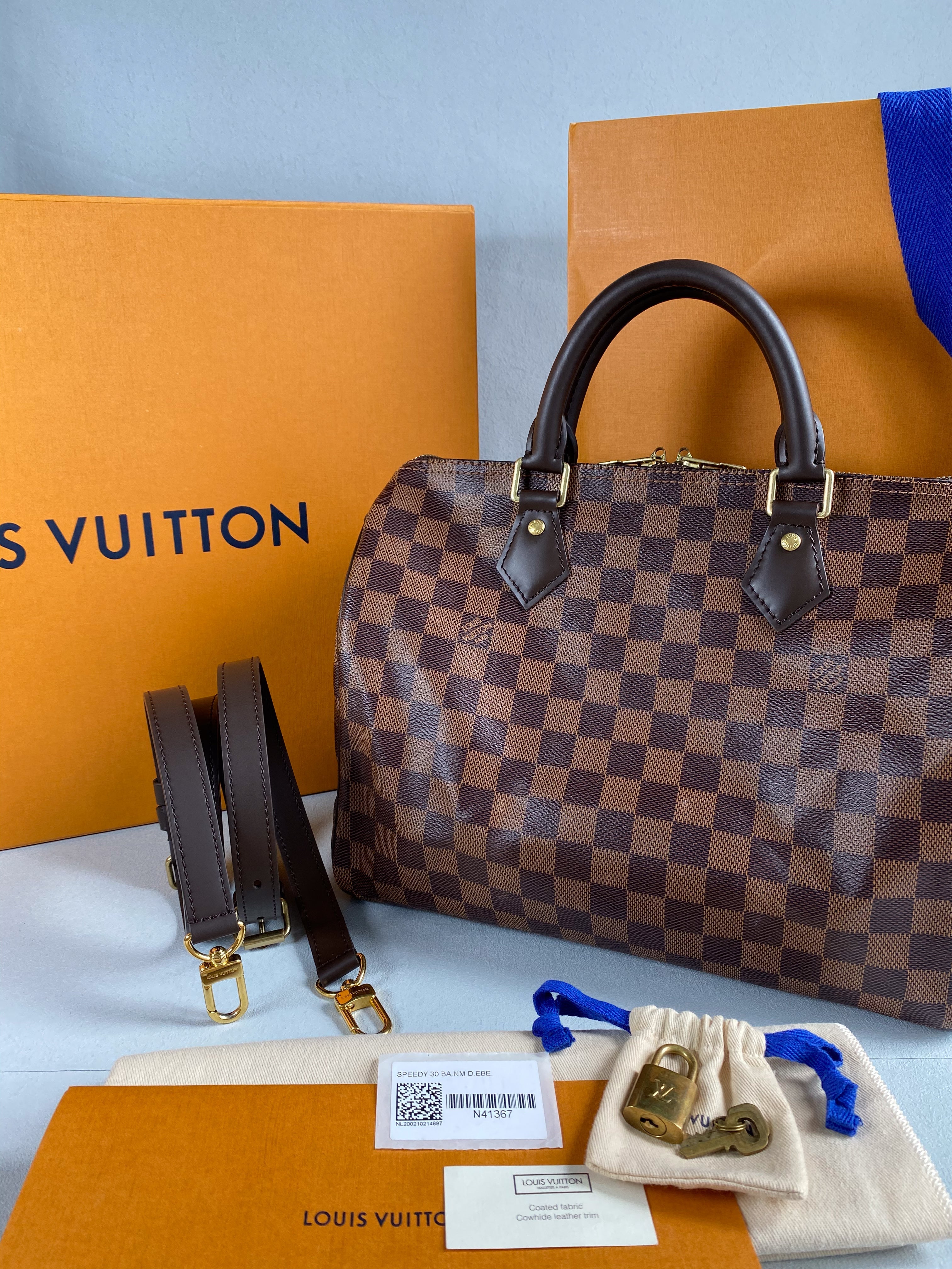 Louis Vuitton Speedy 30 Bandouliere Damier Ebene Canvas (Date Code: AA0280) | Purse Maison Luxury Bags Shop