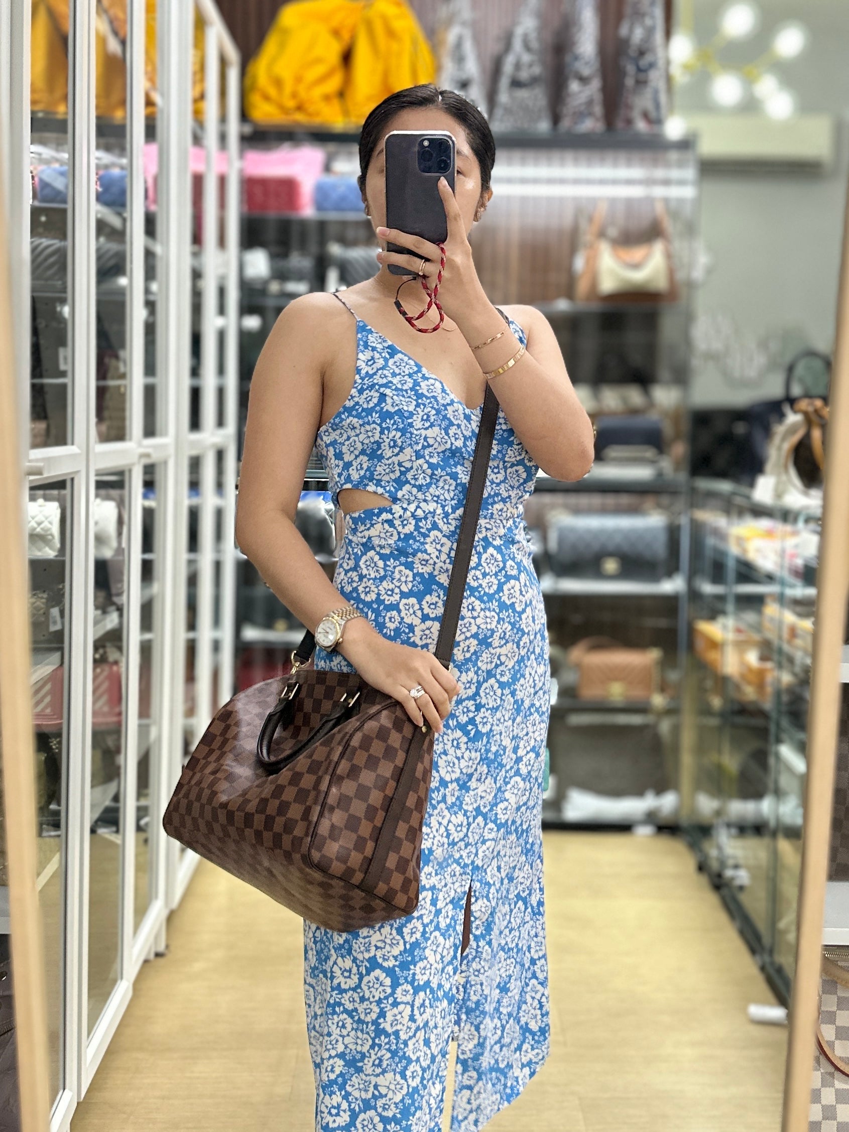 Louis Vuitton Speedy 30 Bandouliere Damier Ebene Canvas (Date Code: AA0280) | Purse Maison Luxury Bags Shop