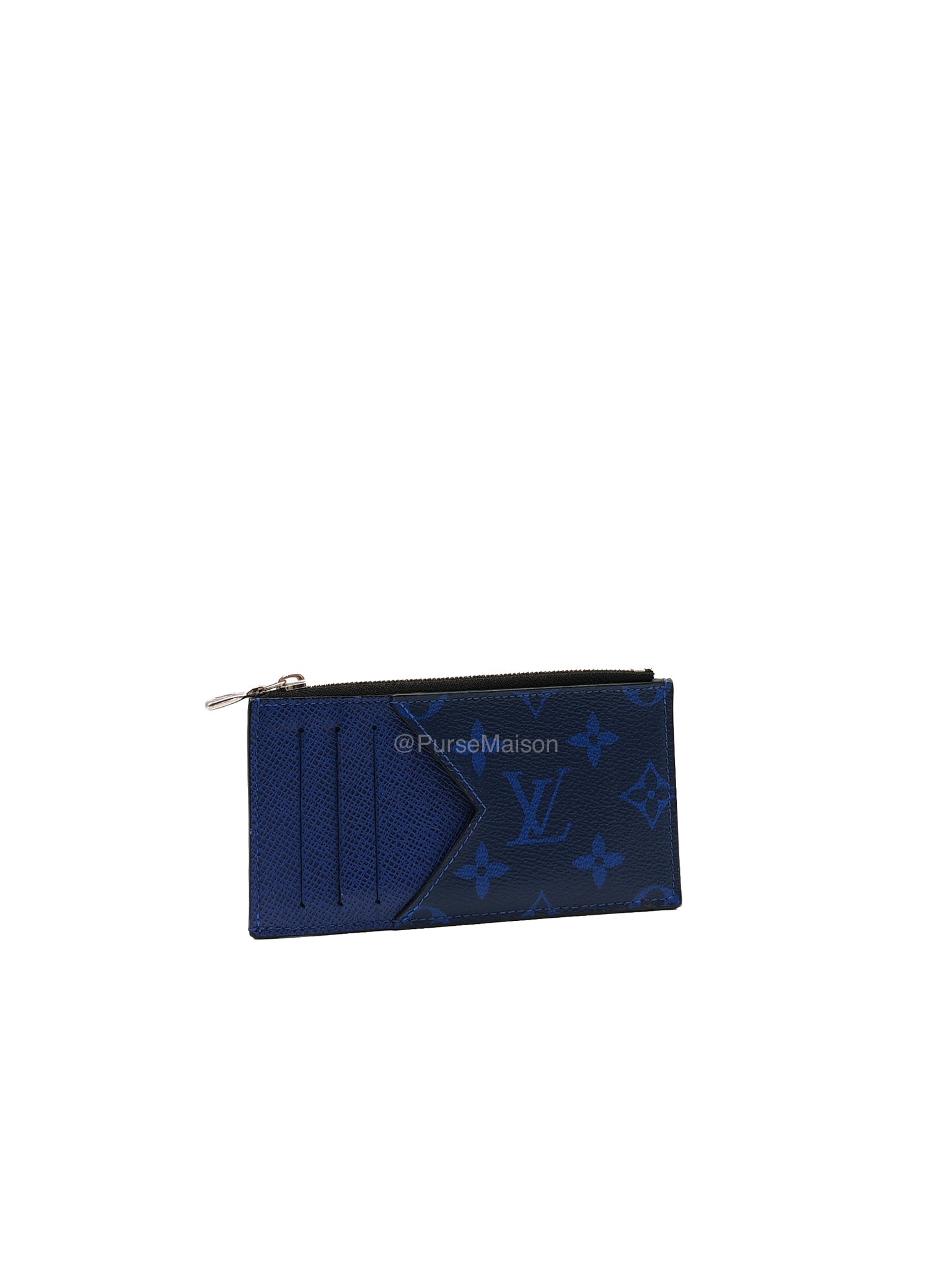 Louis Vuitton Taigarama Coin Card Holder in Cobalt Blue Monogram Canvas and Taïga Leather | Purse Maison Luxury Bags Shop