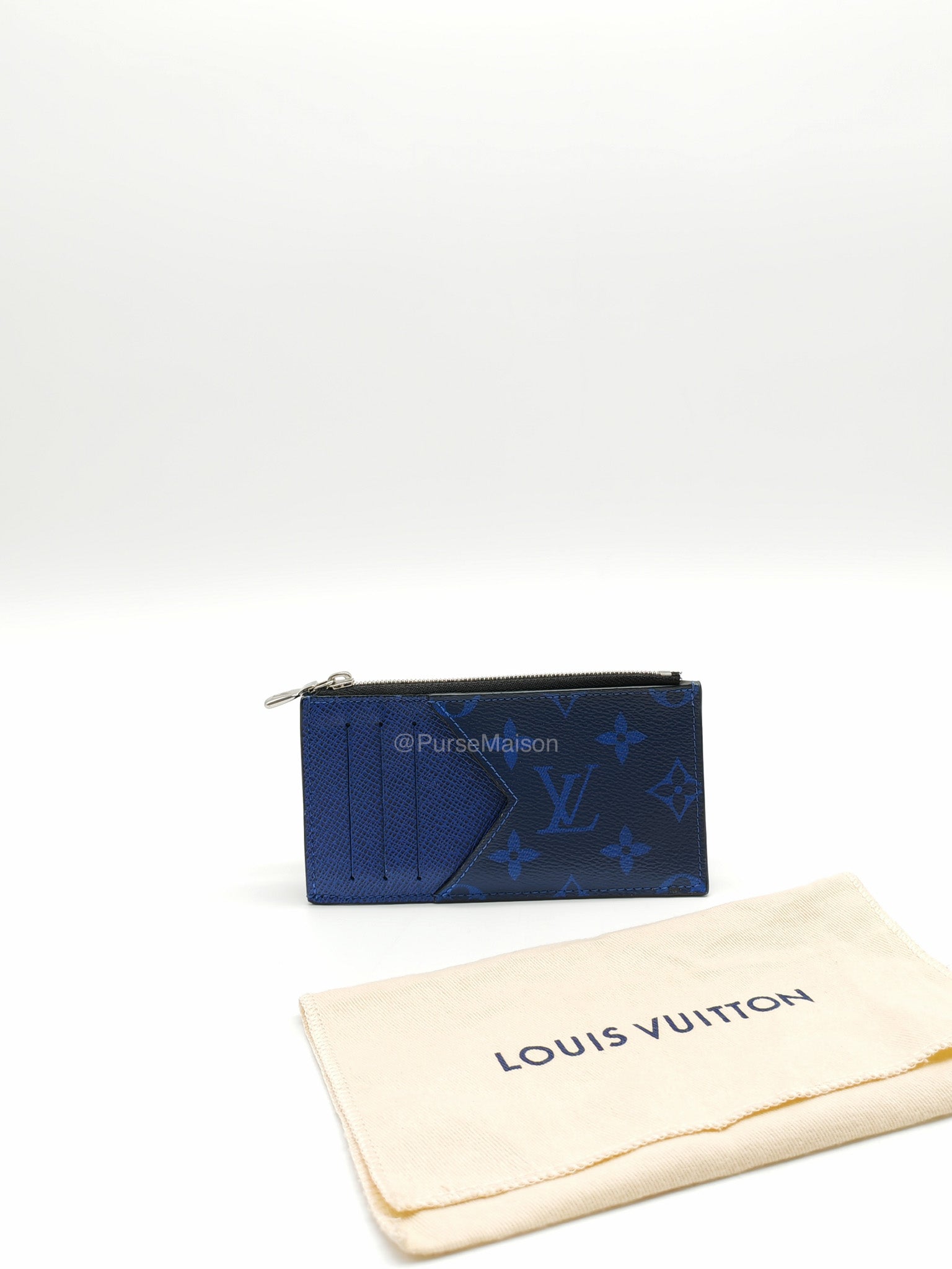 Louis Vuitton Taigarama Coin Card Holder in Cobalt Blue Monogram Canvas and Taïga Leather | Purse Maison Luxury Bags Shop