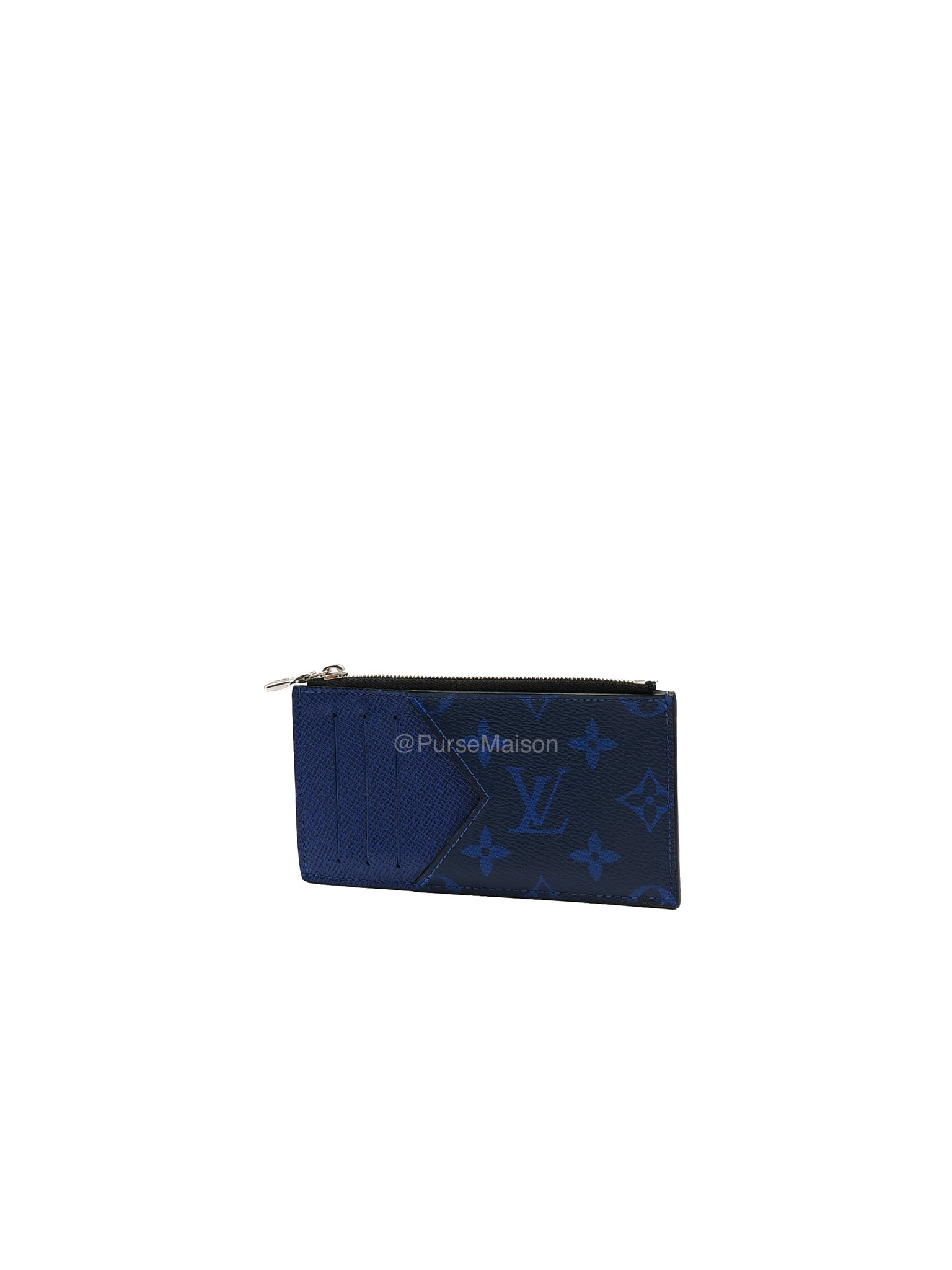 Louis Vuitton Taigarama Coin Card Holder in Cobalt Blue Monogram Canvas and Taïga Leather | Purse Maison Luxury Bags Shop
