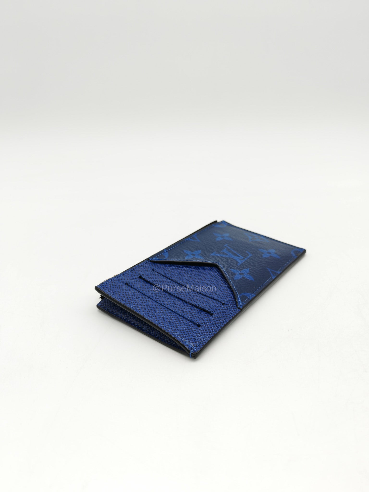 Louis Vuitton Taigarama Coin Card Holder in Cobalt Blue Monogram Canvas and Taïga Leather | Purse Maison Luxury Bags Shop
