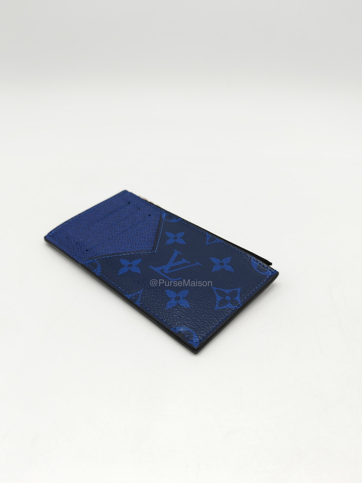 Louis Vuitton Taigarama Coin Card Holder in Cobalt Blue Monogram Canvas and Taïga Leather | Purse Maison Luxury Bags Shop