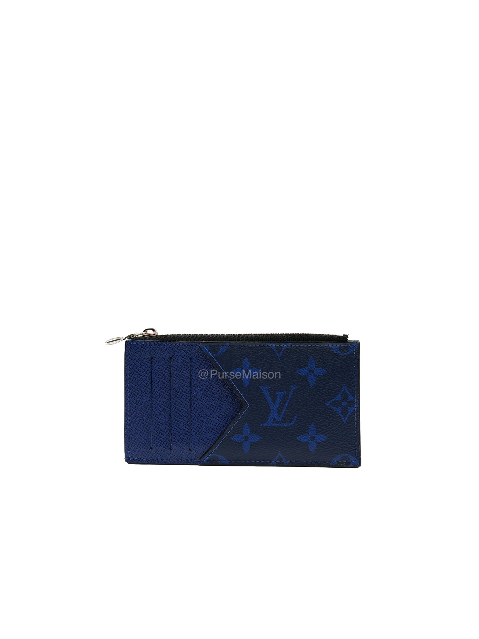 Louis Vuitton Taigarama Coin Card Holder in Cobalt Blue Monogram Canvas and Taïga Leather | Purse Maison Luxury Bags Shop