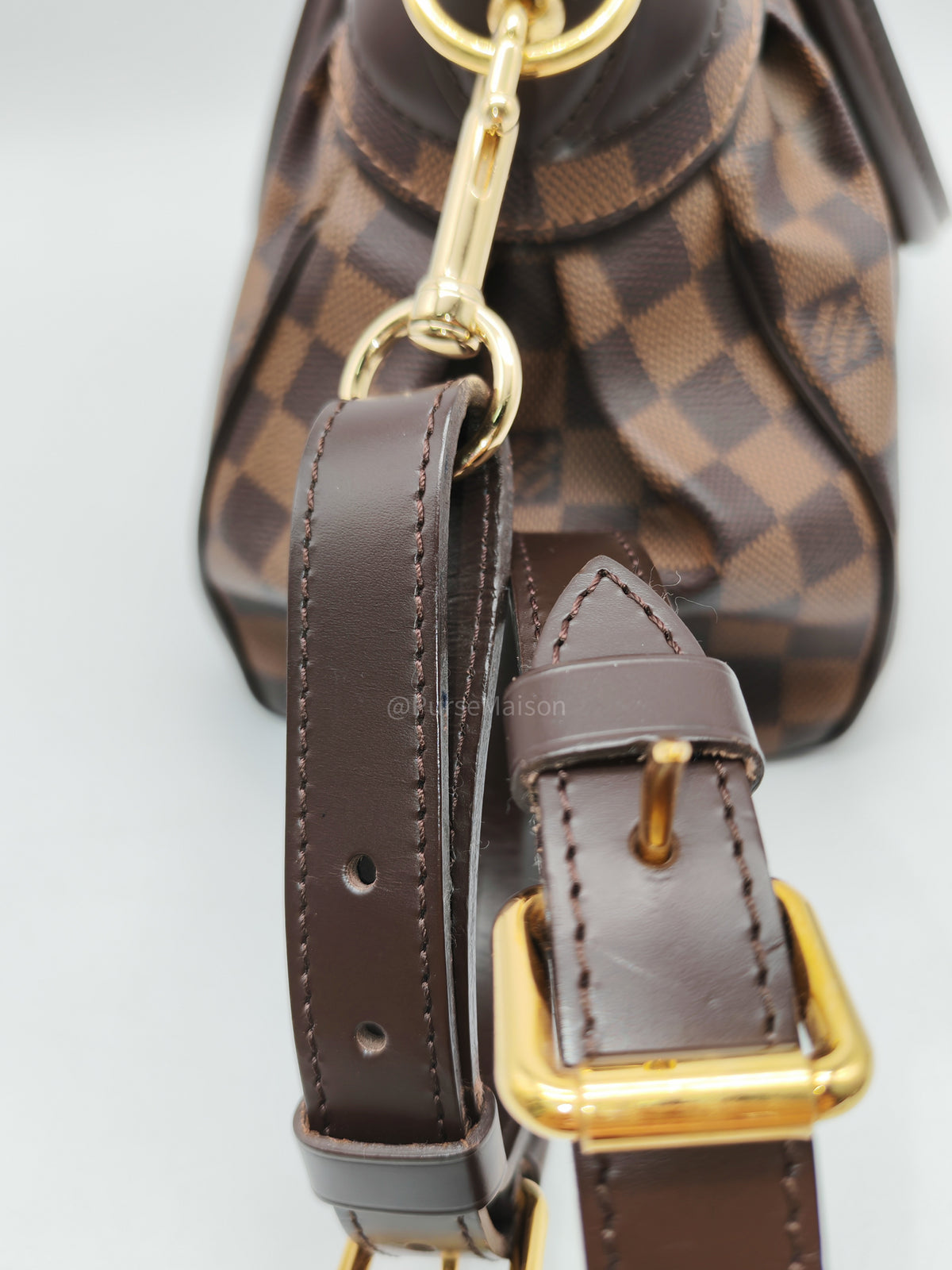 Louis Vuitton Trevi PM in Damier Ebene Canvas and Gold Hardware (Datecode: FL1080) | Purse Maison Luxury Bags Shop
