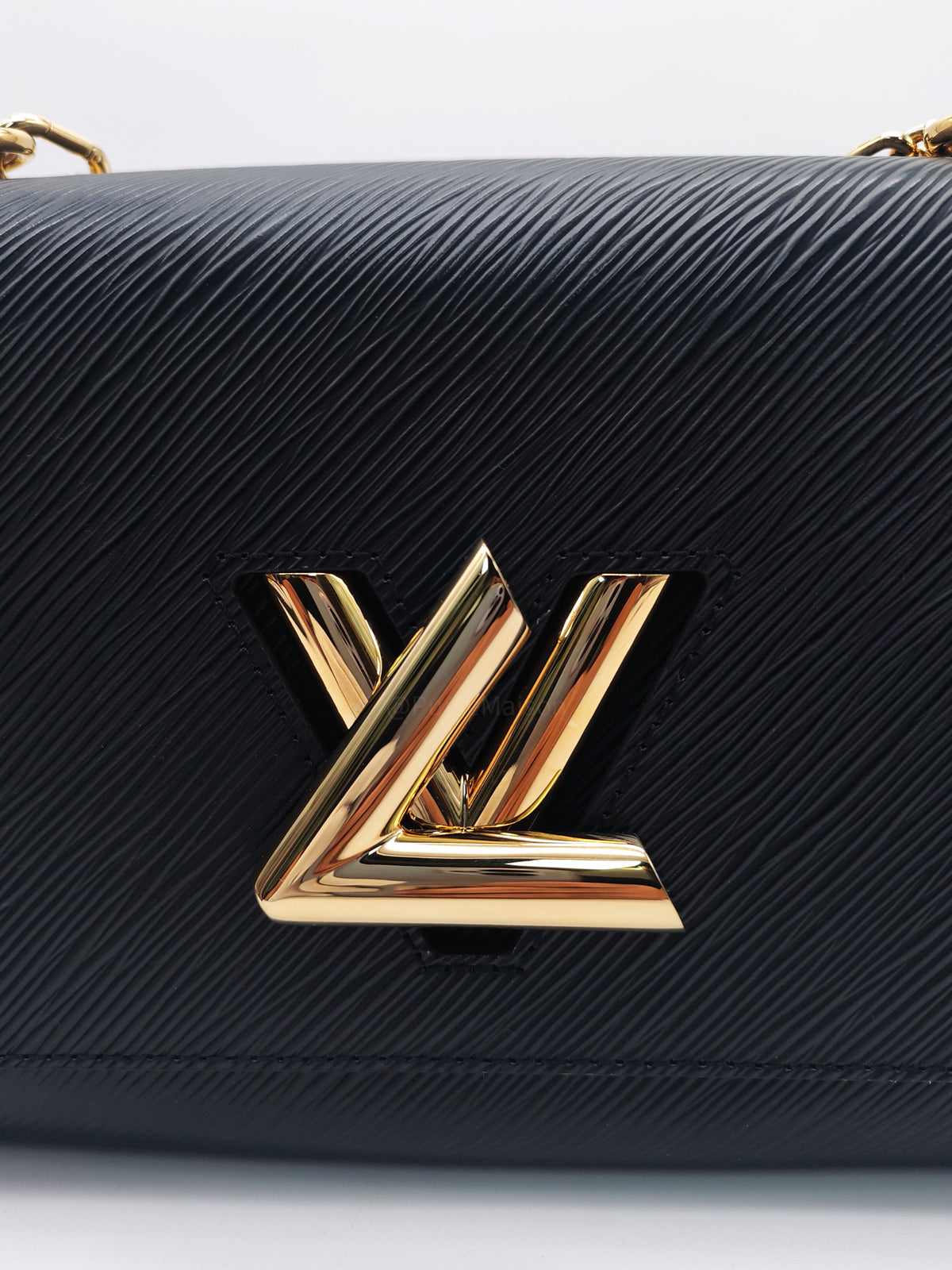 Louis Vuitton Twist Bag MM in Black Epi Leather Monogram Flower Chain and Light Gold Hardware Microchip | Purse Maison Luxury Bags Shop