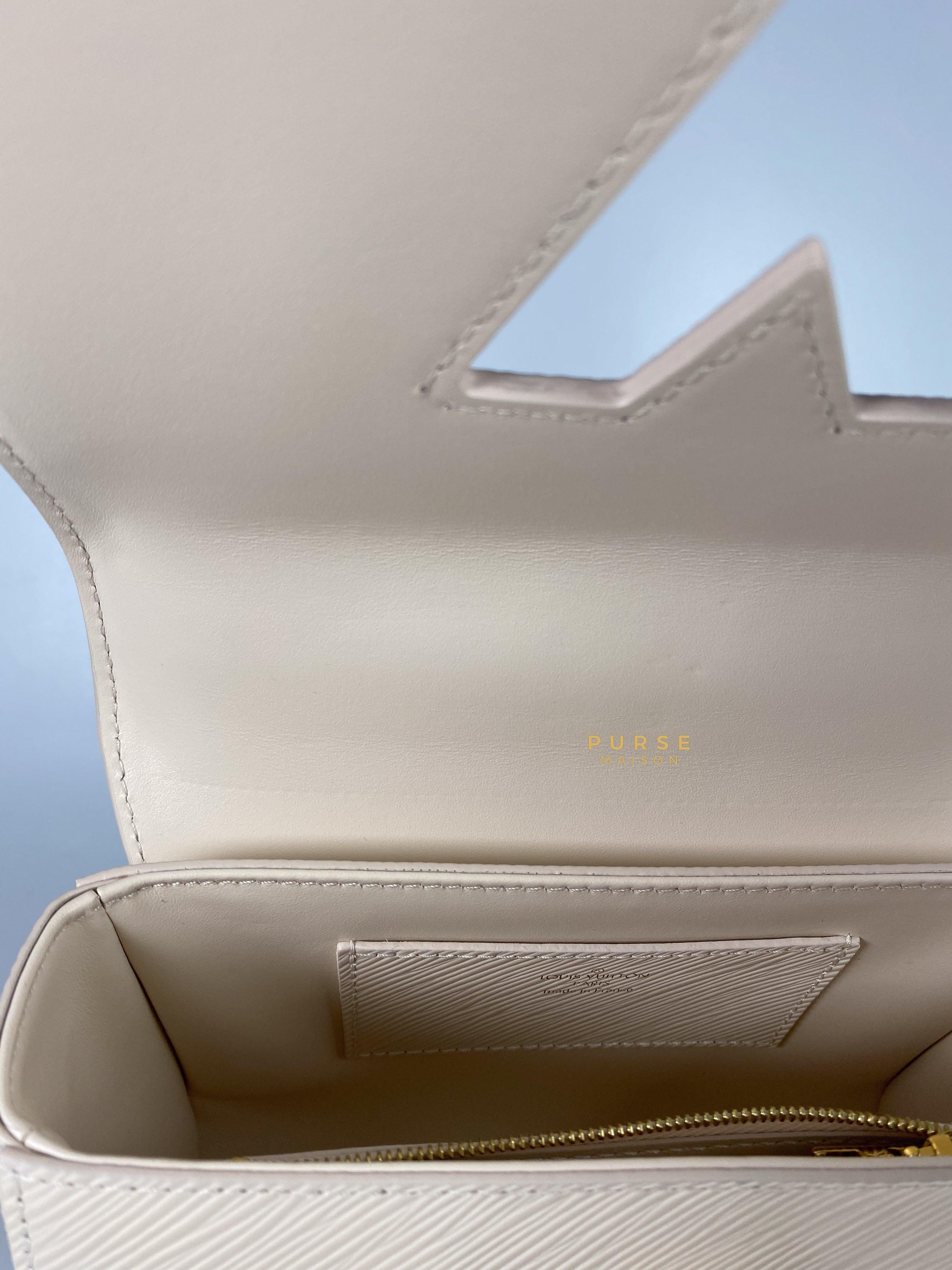 Louis Vuitton Twist PM Quartz White Epi Leather in Gold Hardware (Microchip) | Purse Maison Luxury Bags Shop