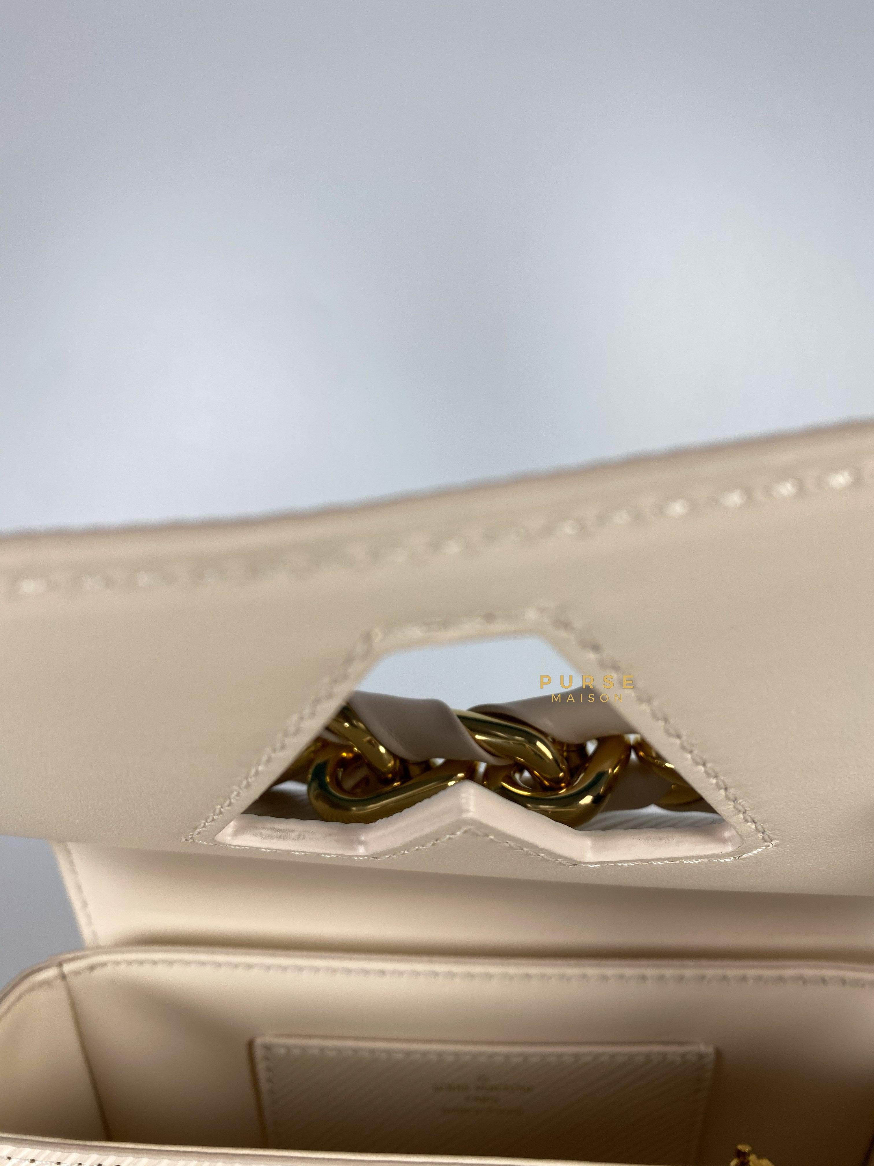 Louis Vuitton Twist PM Quartz White Epi Leather in Gold Hardware (Microchip) | Purse Maison Luxury Bags Shop