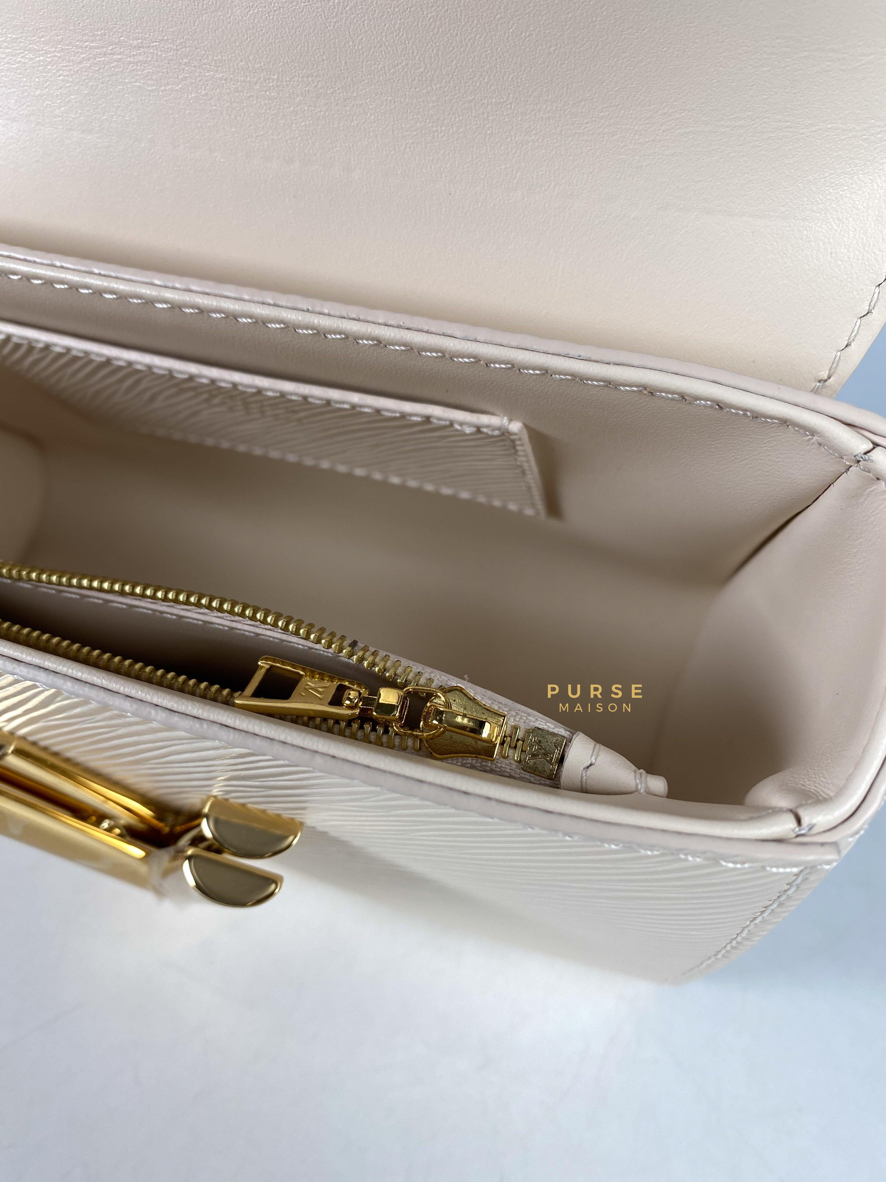Louis Vuitton Twist PM Quartz White Epi Leather in Gold Hardware (Microchip) | Purse Maison Luxury Bags Shop
