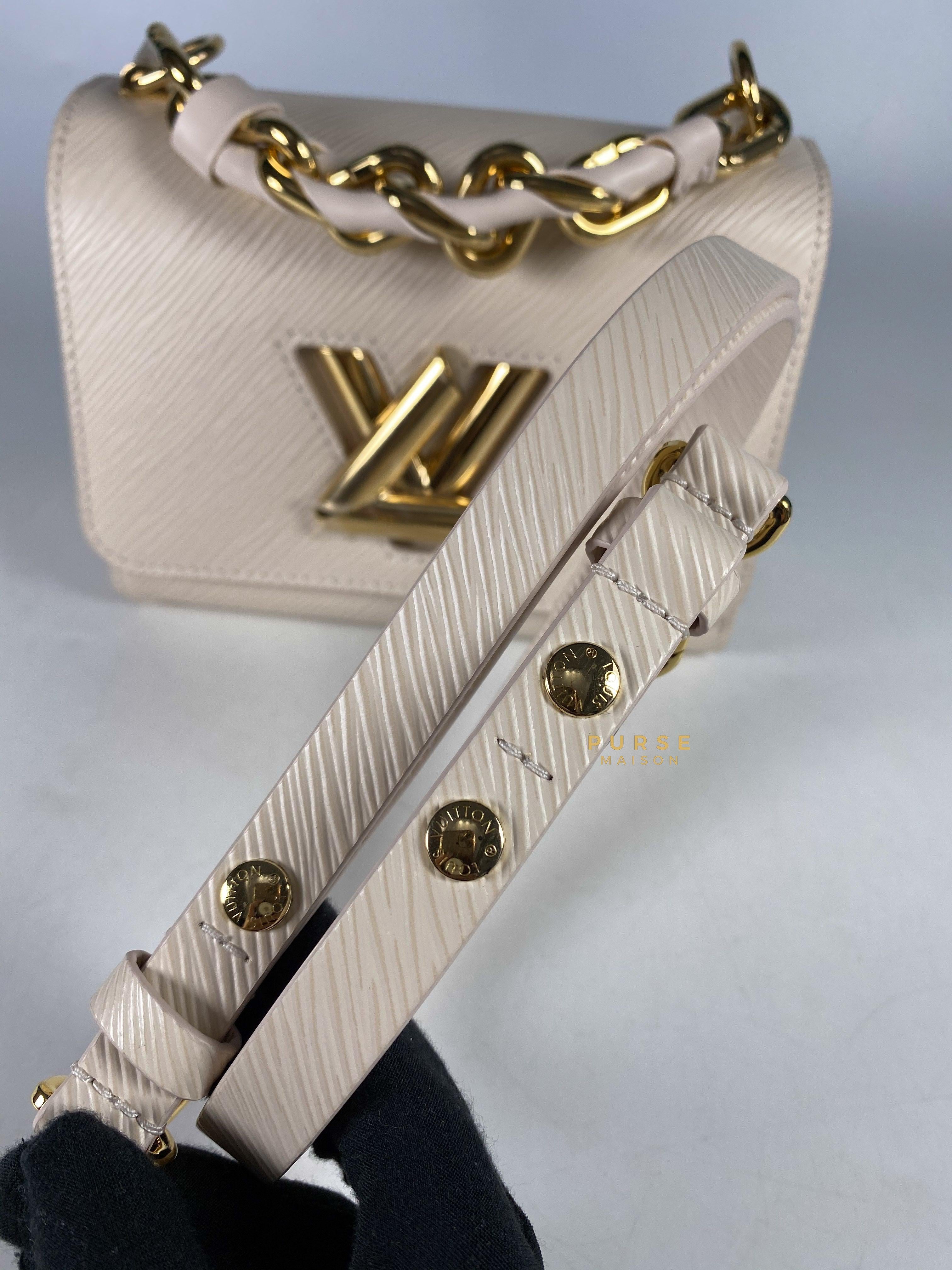 Louis Vuitton Twist PM Quartz White Epi Leather in Gold Hardware (Microchip) | Purse Maison Luxury Bags Shop