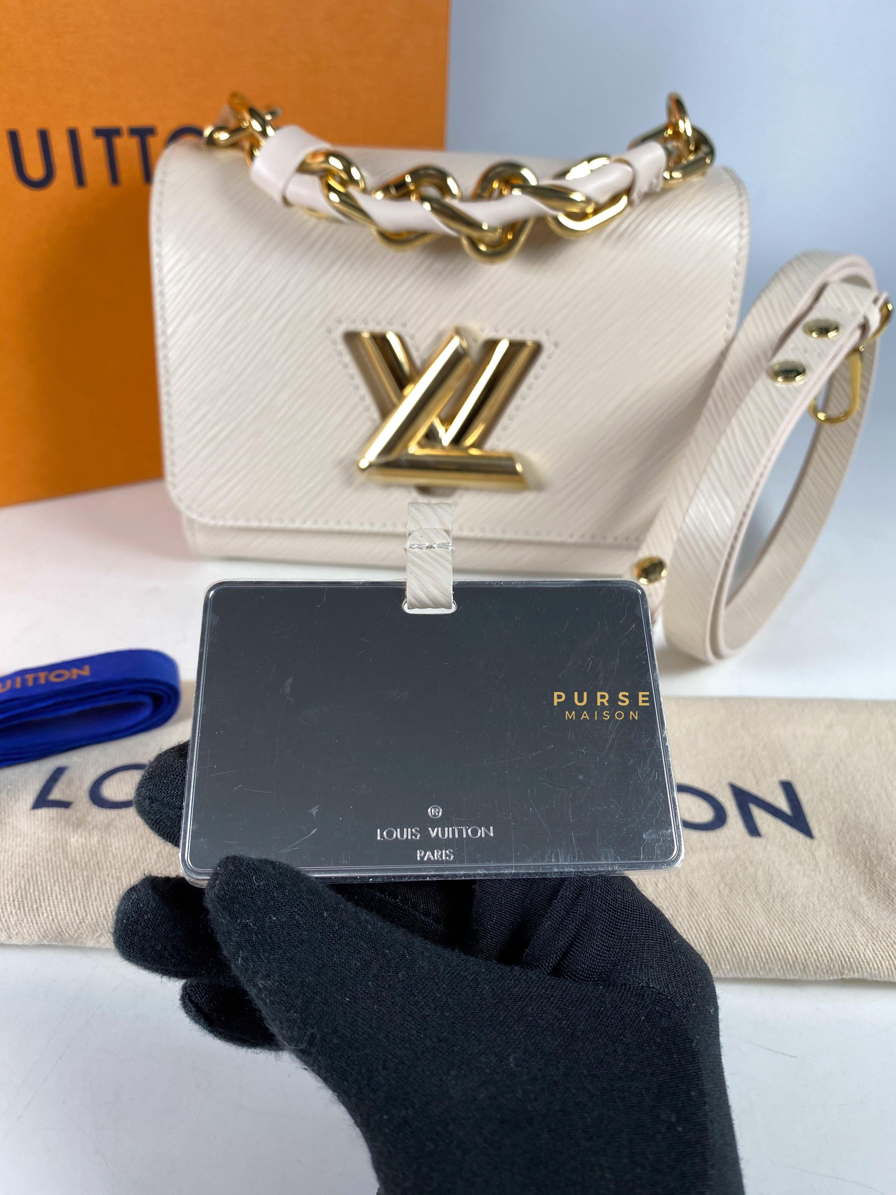 Louis Vuitton Twist PM Quartz White Epi Leather in Gold Hardware (Microchip) | Purse Maison Luxury Bags Shop