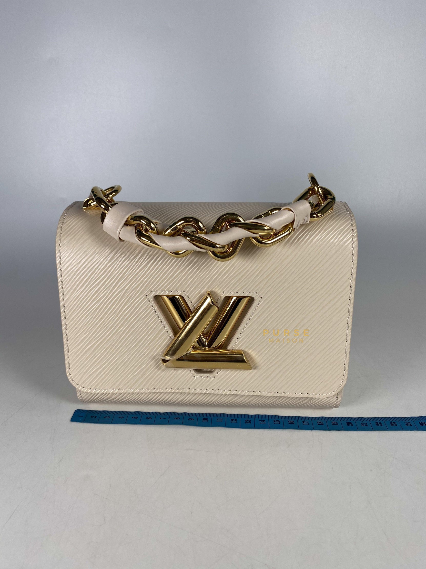 Louis Vuitton Twist PM Quartz White Epi Leather in Gold Hardware (Microchip) | Purse Maison Luxury Bags Shop