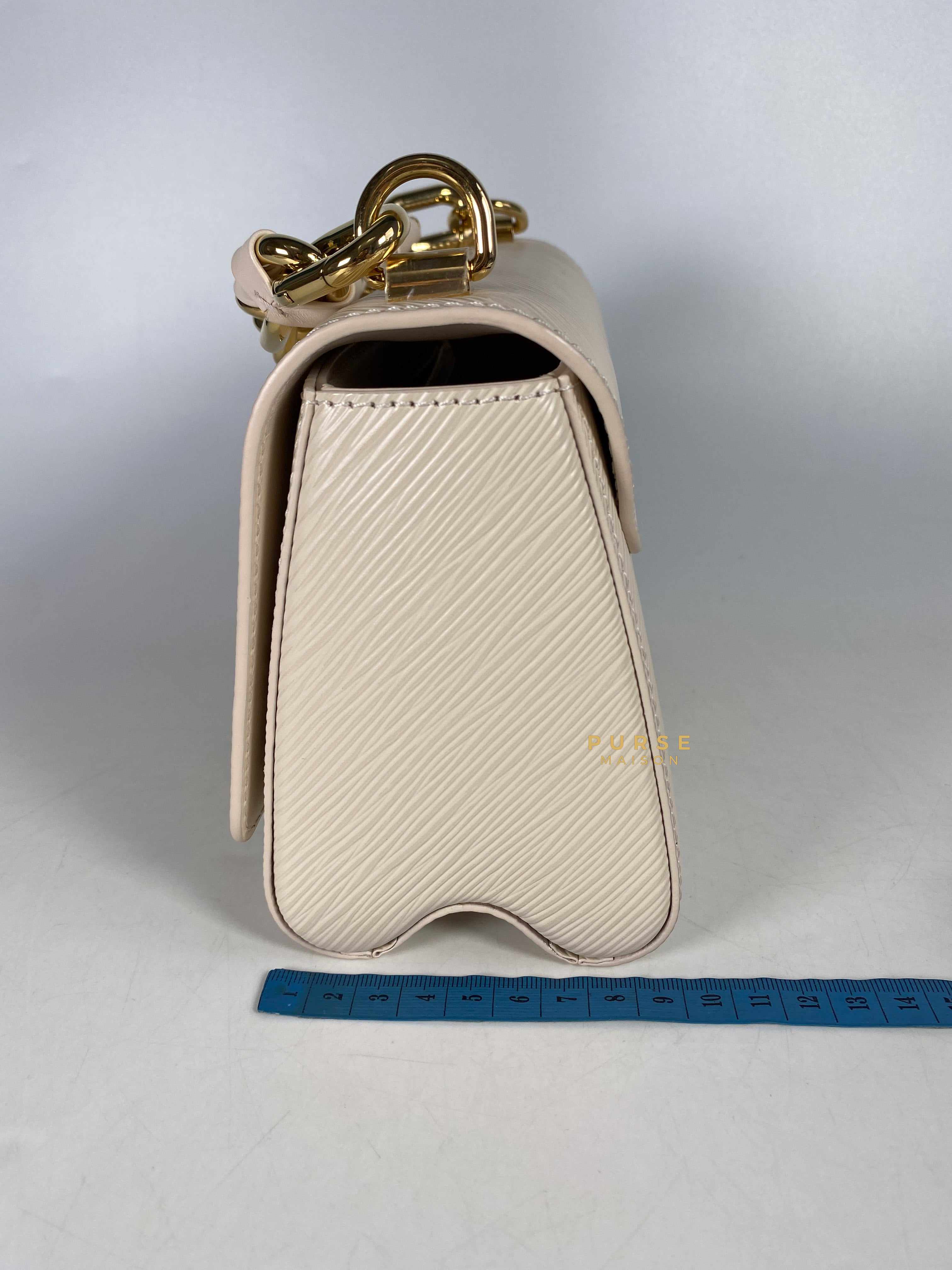 Louis Vuitton Twist PM Quartz White Epi Leather in Gold Hardware (Microchip) | Purse Maison Luxury Bags Shop
