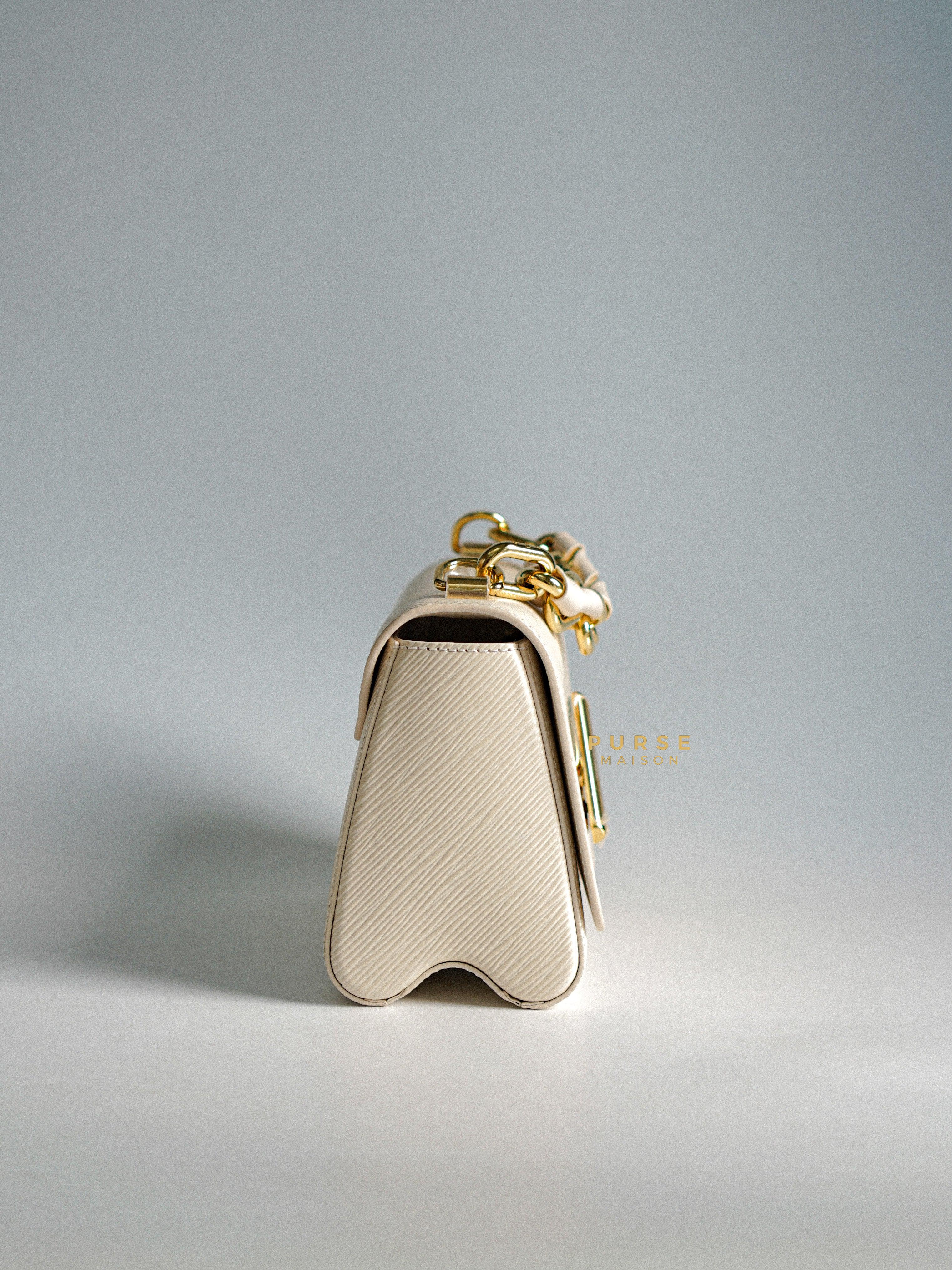 Louis Vuitton Twist PM Quartz White Epi Leather in Gold Hardware (Microchip) | Purse Maison Luxury Bags Shop