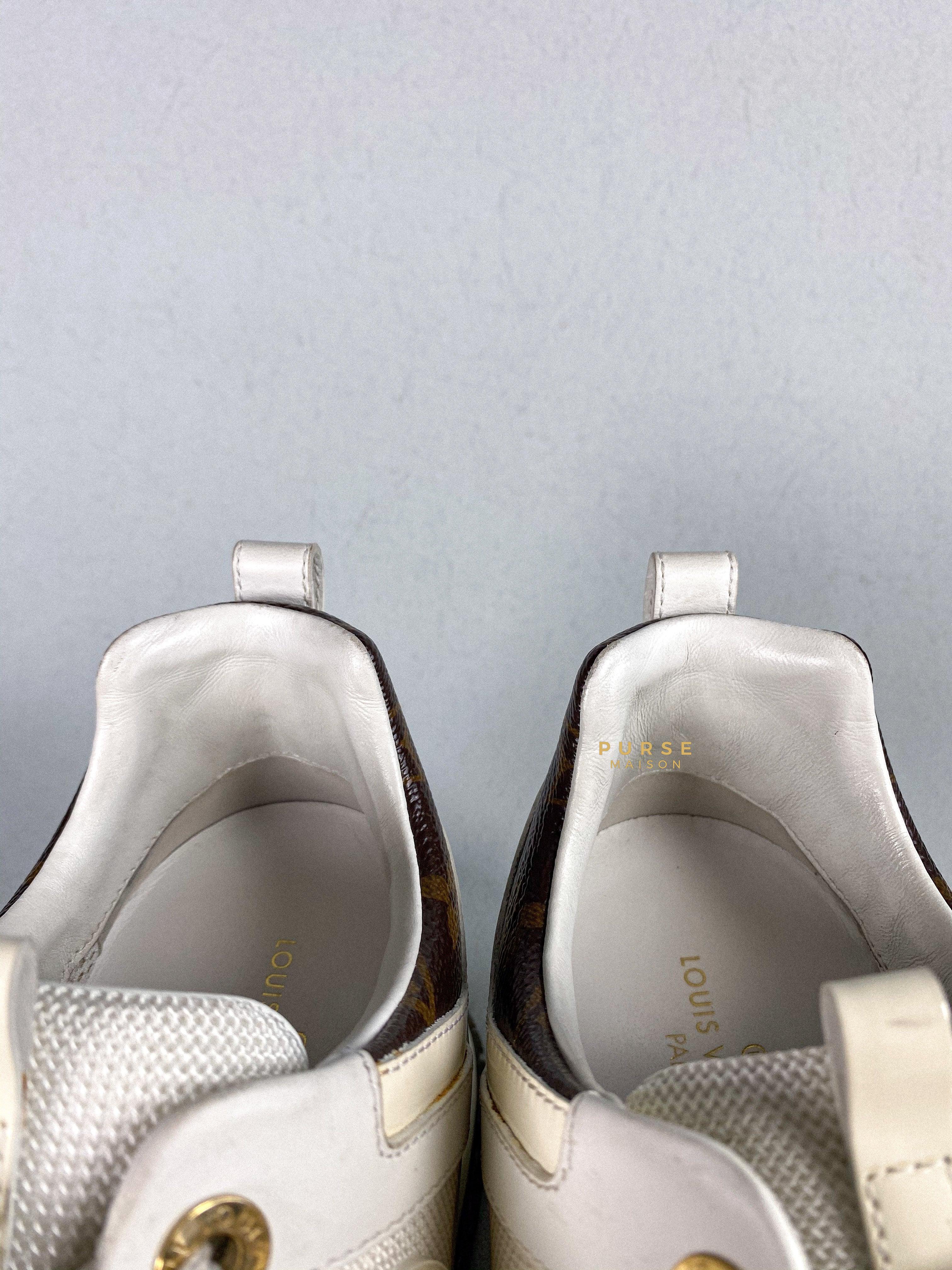 Louis Vuitton White Mesh and Leather Run Away Lace Up Sneakers Size 37 (25cm) | Purse Maison Luxury Bags Shop