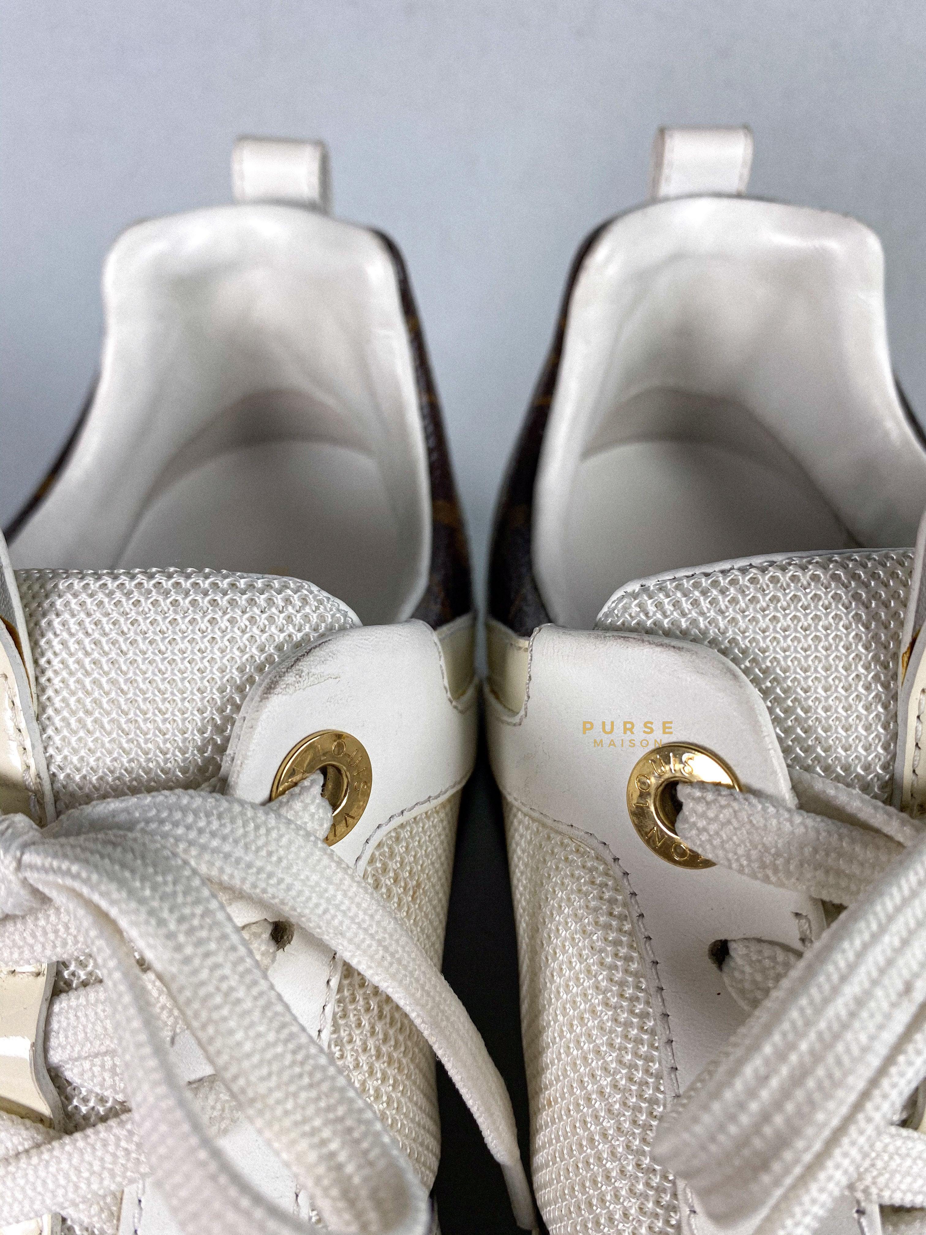 Louis Vuitton White Mesh and Leather Run Away Lace Up Sneakers Size 37 (25cm) | Purse Maison Luxury Bags Shop