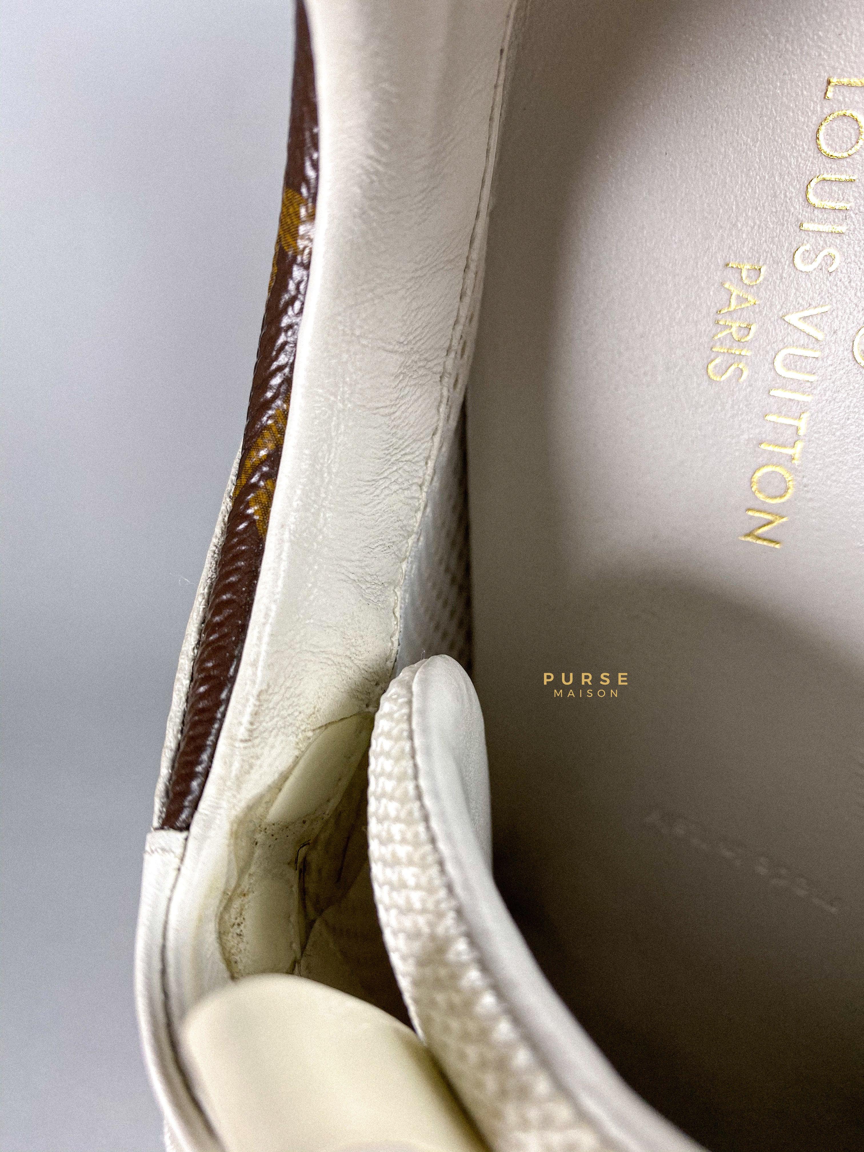 Louis Vuitton White Mesh and Leather Run Away Lace Up Sneakers Size 37 (25cm) | Purse Maison Luxury Bags Shop